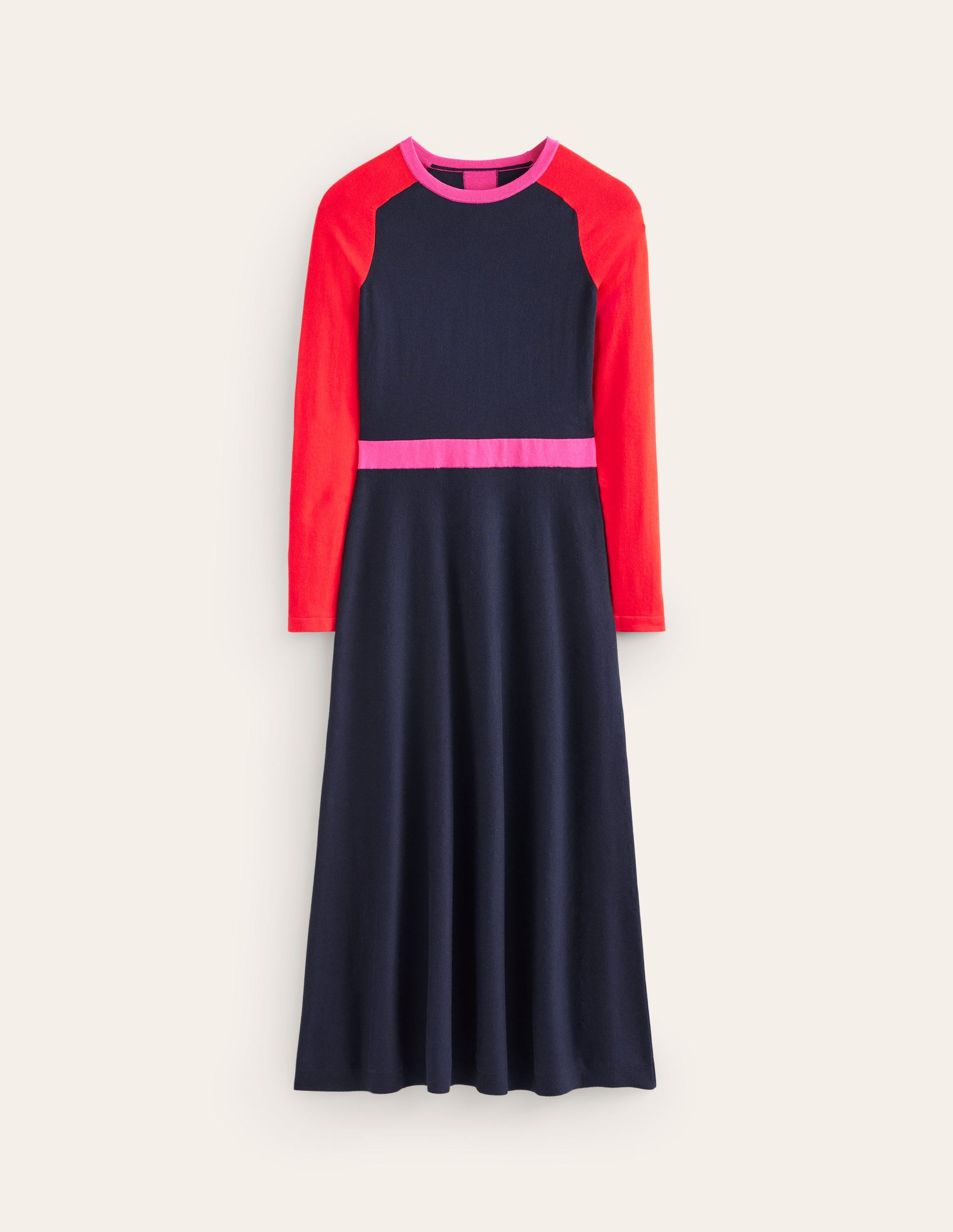 Marta Knitted Midi Dress-Navy, Rouge Colourblock-6