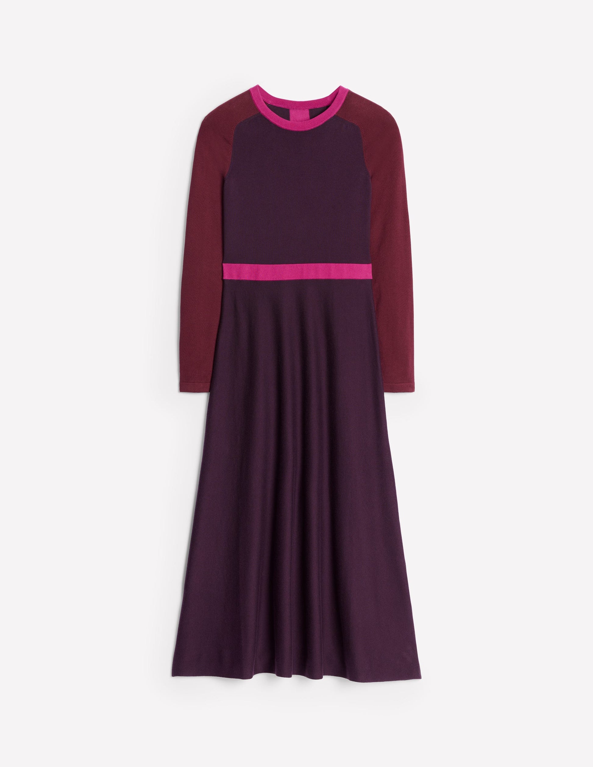 Sam Colourblock Knitted Dress-Aubergine, Maroon Colourblock-5