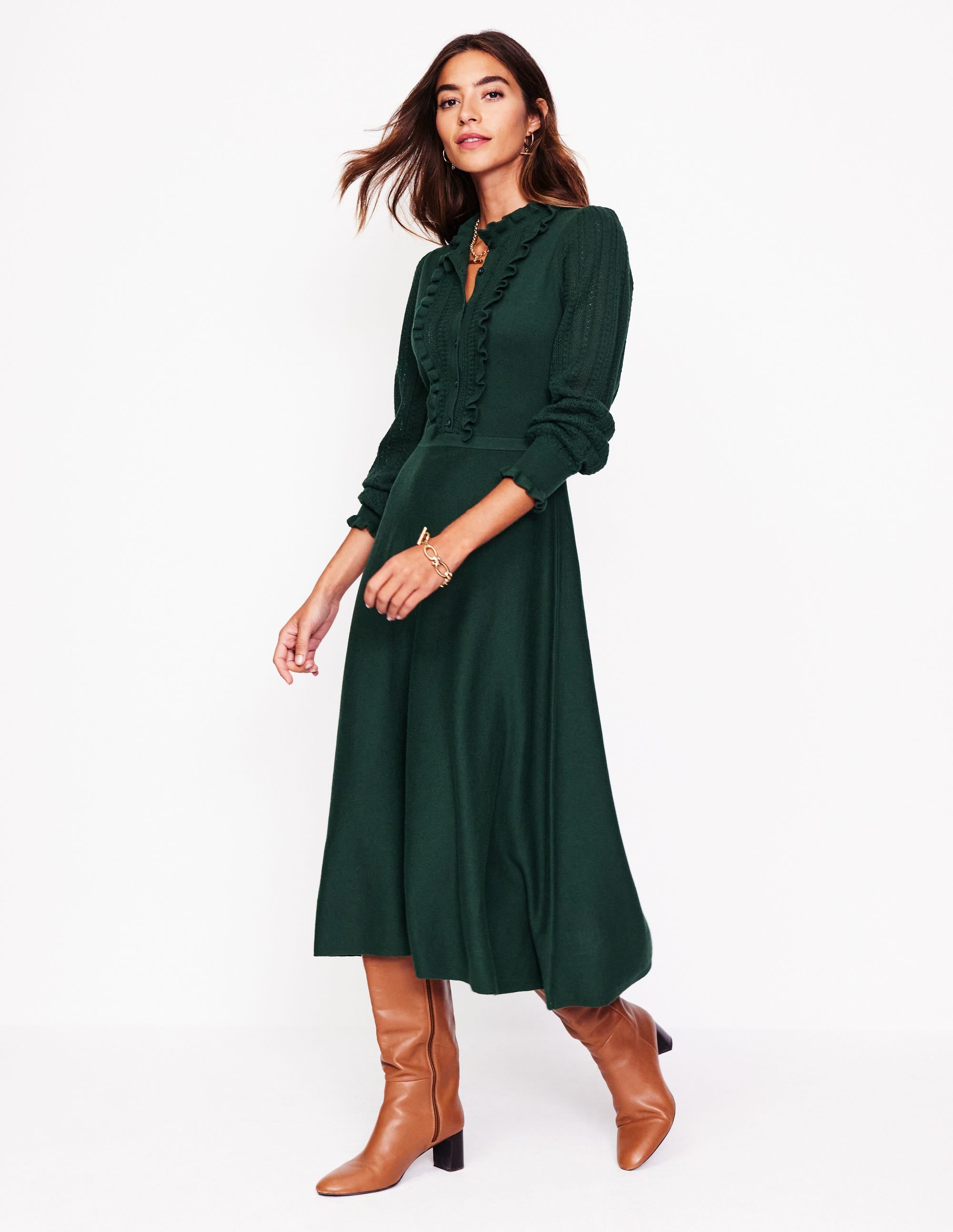 Winifred Frilled Knitted Dress-Glade - Image 1