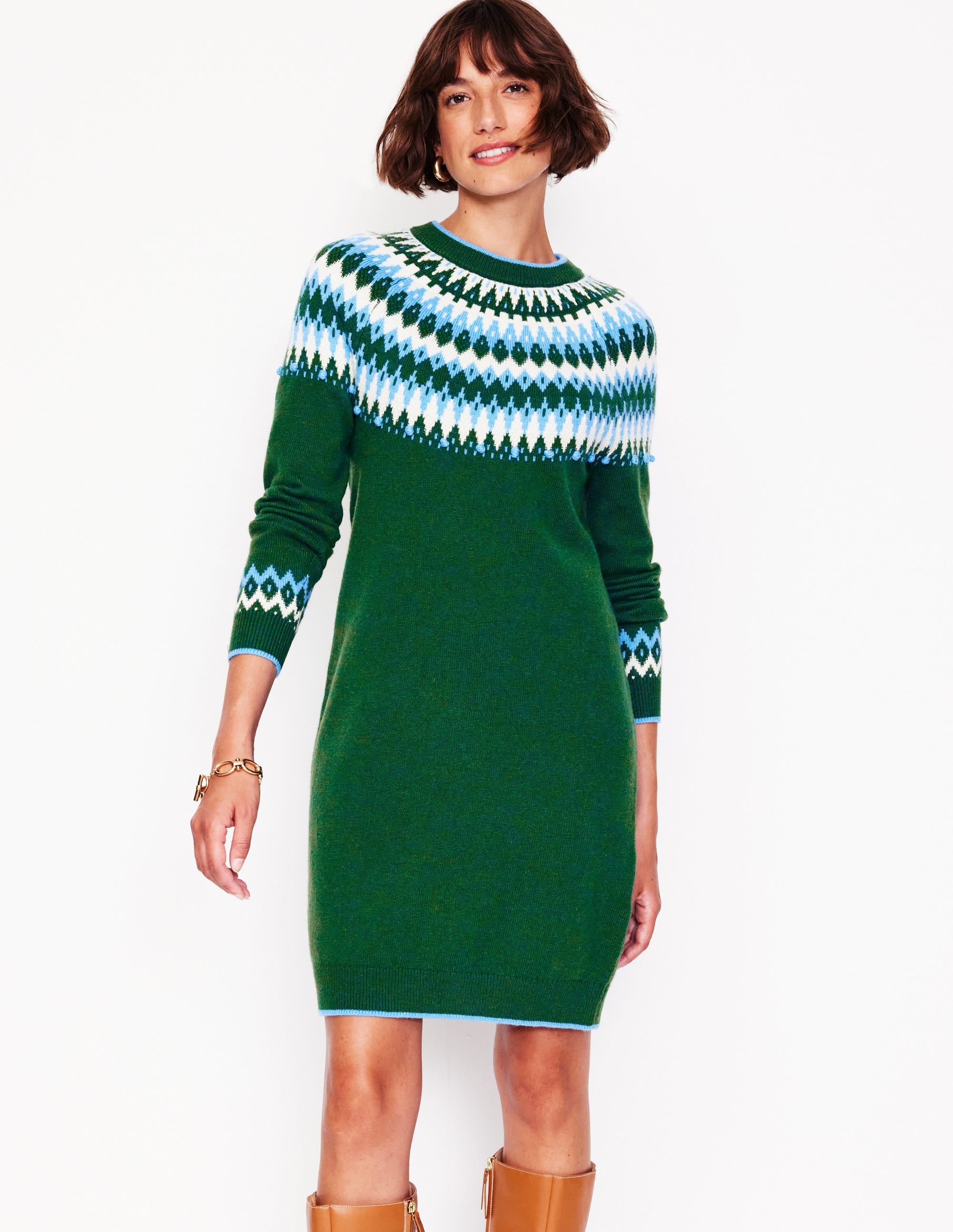 Eleanor Fair Isle Dress-Pine, Fair Isle - Image 4