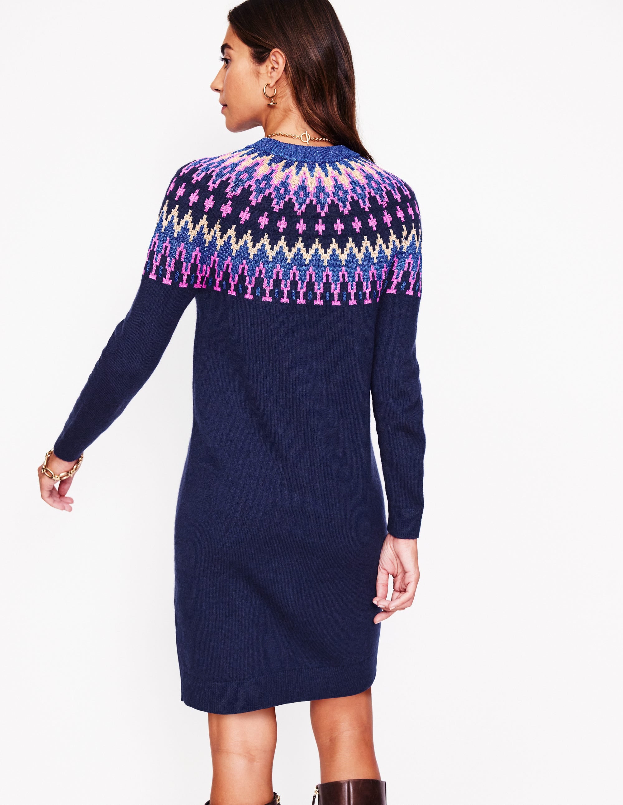 Eleanor Fair Isle Dress-Navy, Sparkle Fair Isle - Image 3