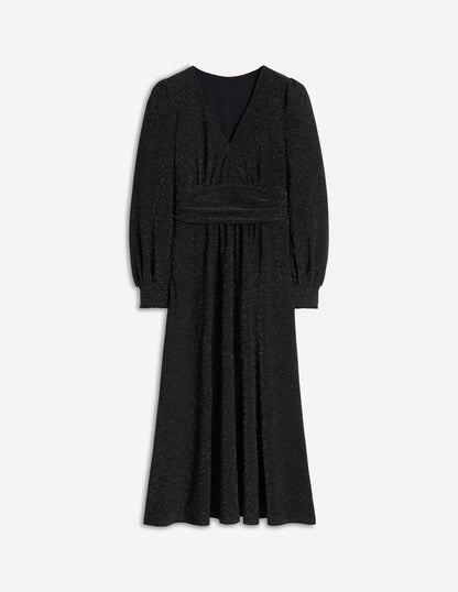 Daphne Metallic Midi Dress-Black-7