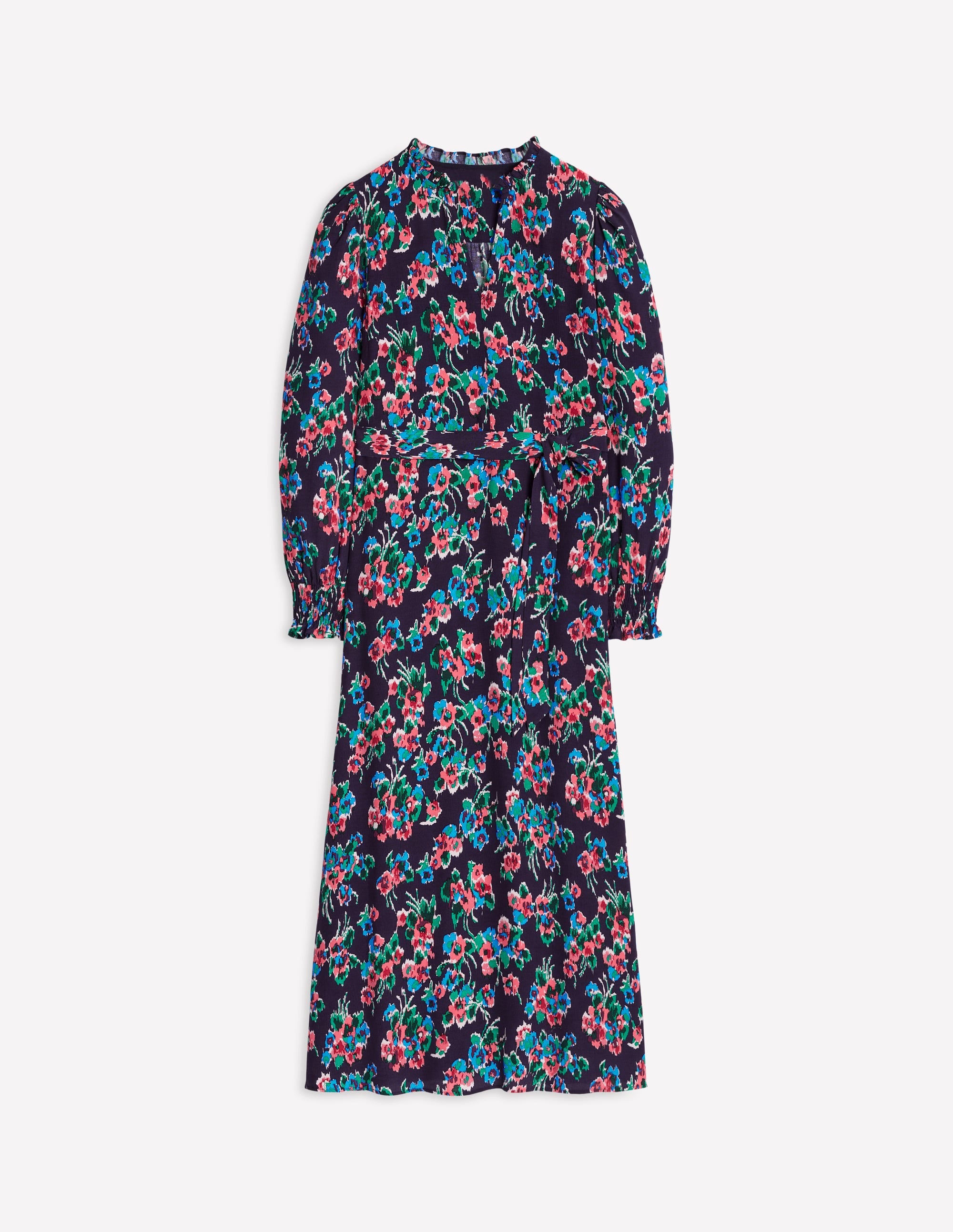 Easy Notch Midi Dress-Navy, Abstract Posy - Image 6