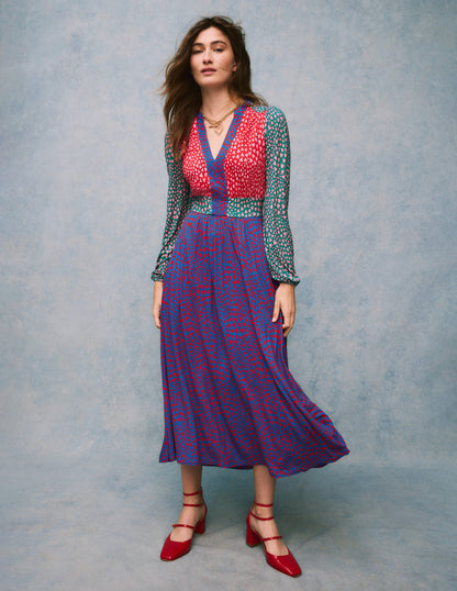 Lily Long Sleeve Midi Dress-Multi, Heart Cluster-2