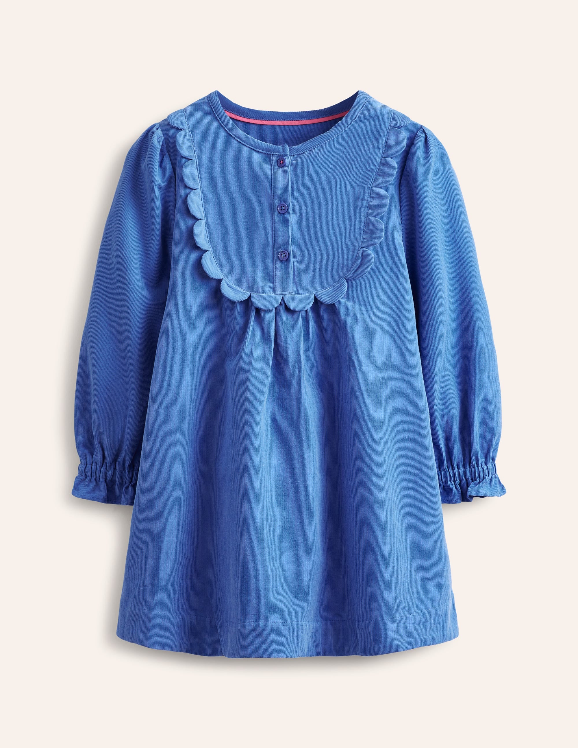 Norah Scallop Cord Dress-Bluejay Blue - Image 1