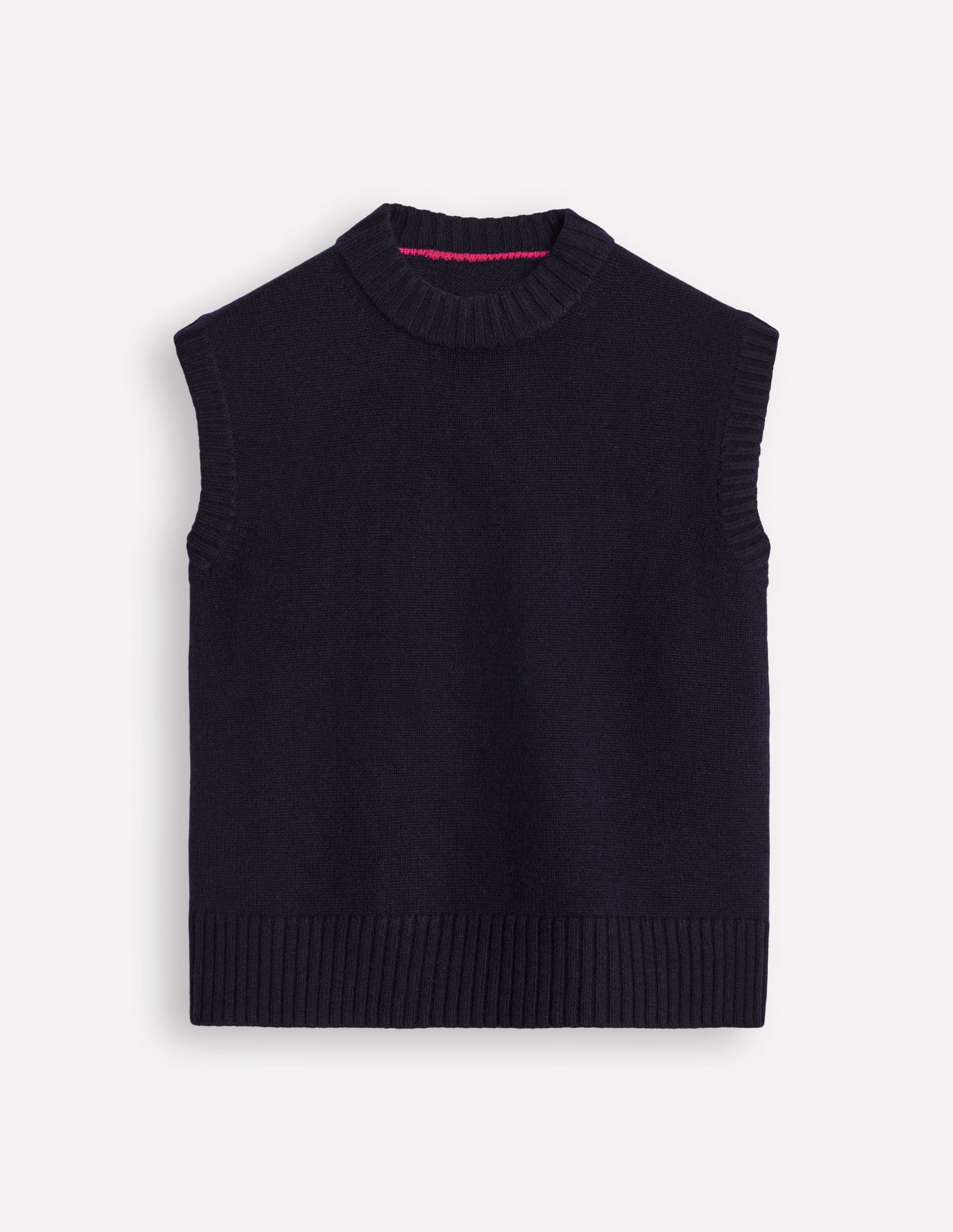 Chunky Cashmere Crew Neck Tank-Navy-6