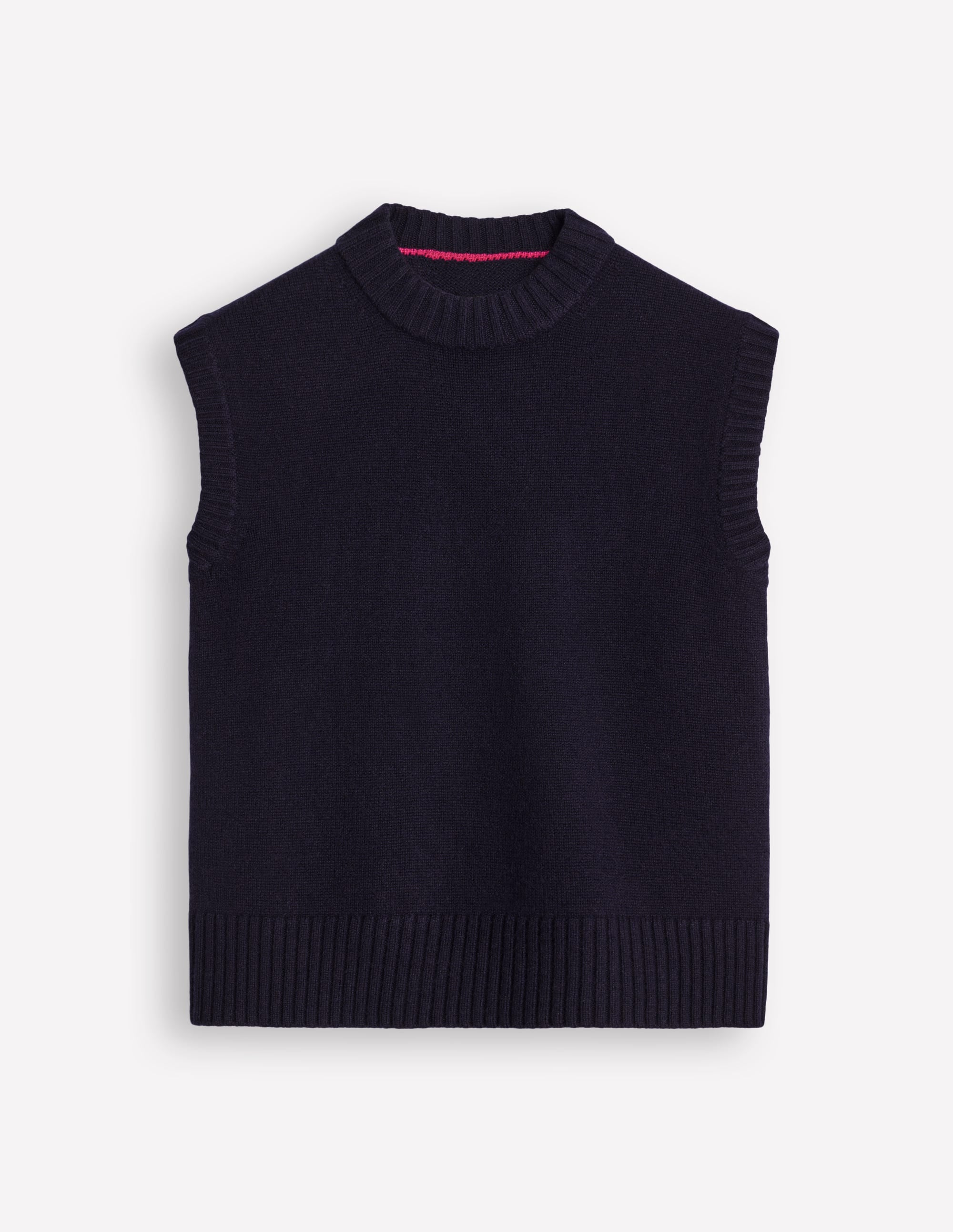 Chunky Cashmere Crew Neck Tank-Navy - Image 6