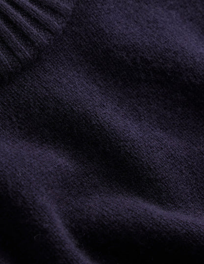 Chunky Cashmere Crew Neck Tank-Navy-7