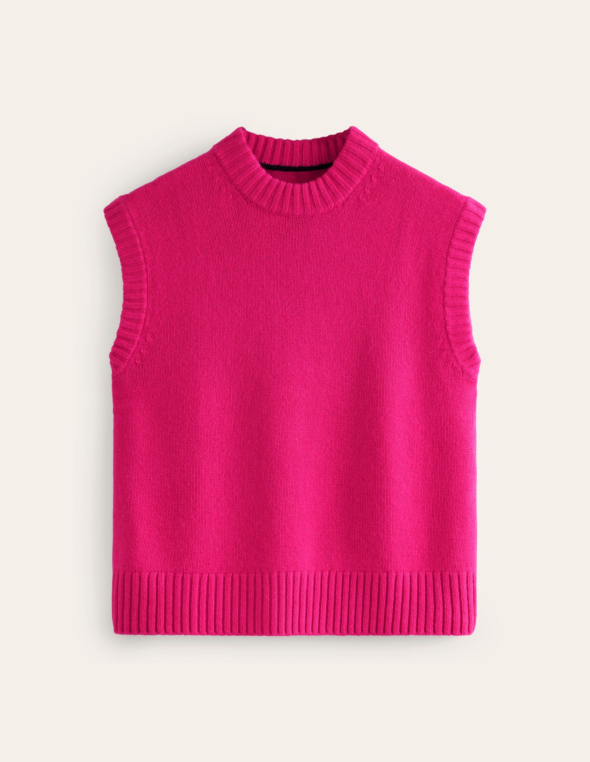 Chunky Cashmere Crew Neck Tank-Bright Pink-5