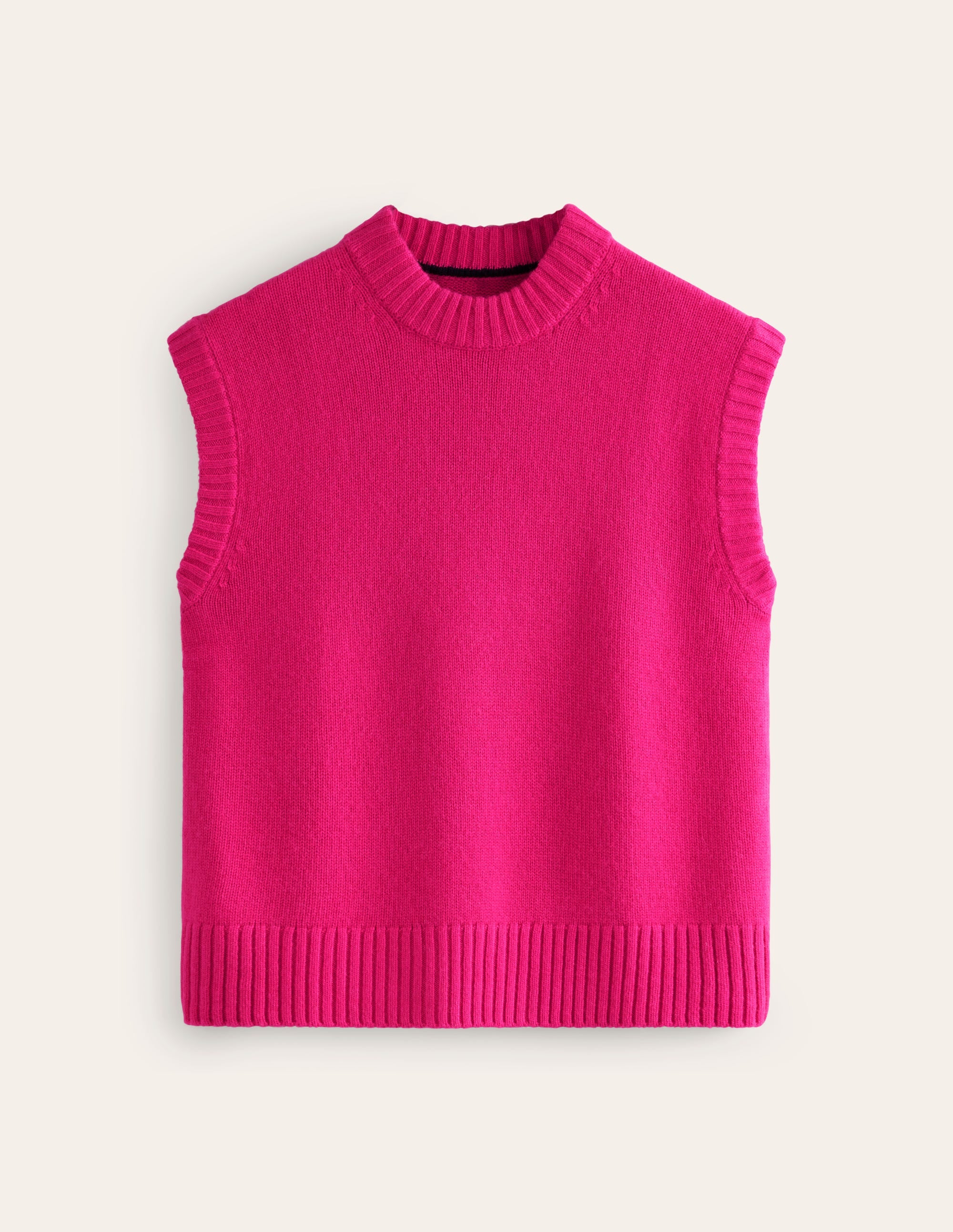 Chunky Cashmere Crew Neck Tank-Bright Pink - Image 5