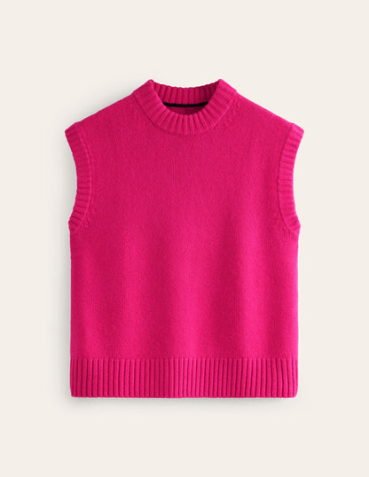 Chunky Cashmere Crew Neck Tank-Bright Pink-5