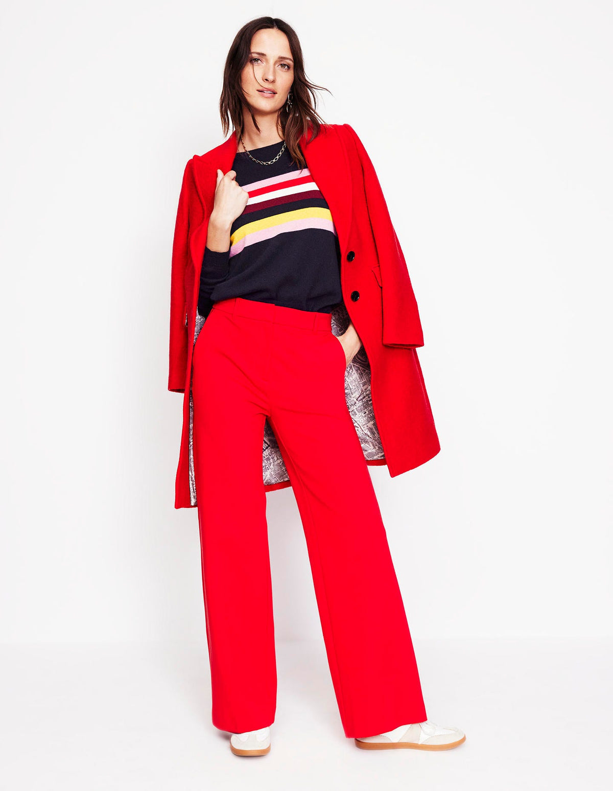 Eva Cashmere Crew Neck Jumper-Navy, Rainbow - Image 4