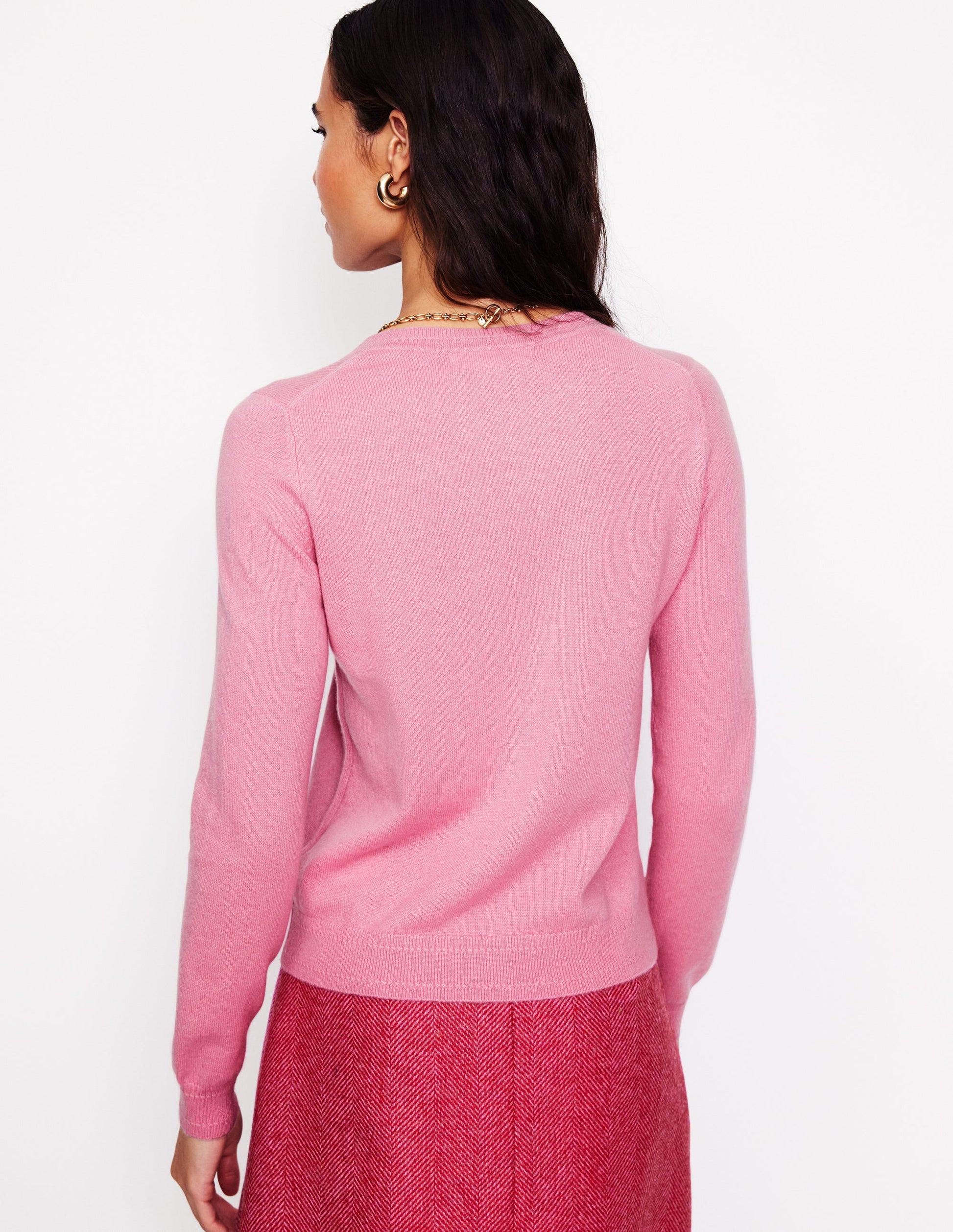 Eva Cashmere Crew Neck Jumper-Old Rose Pink-3