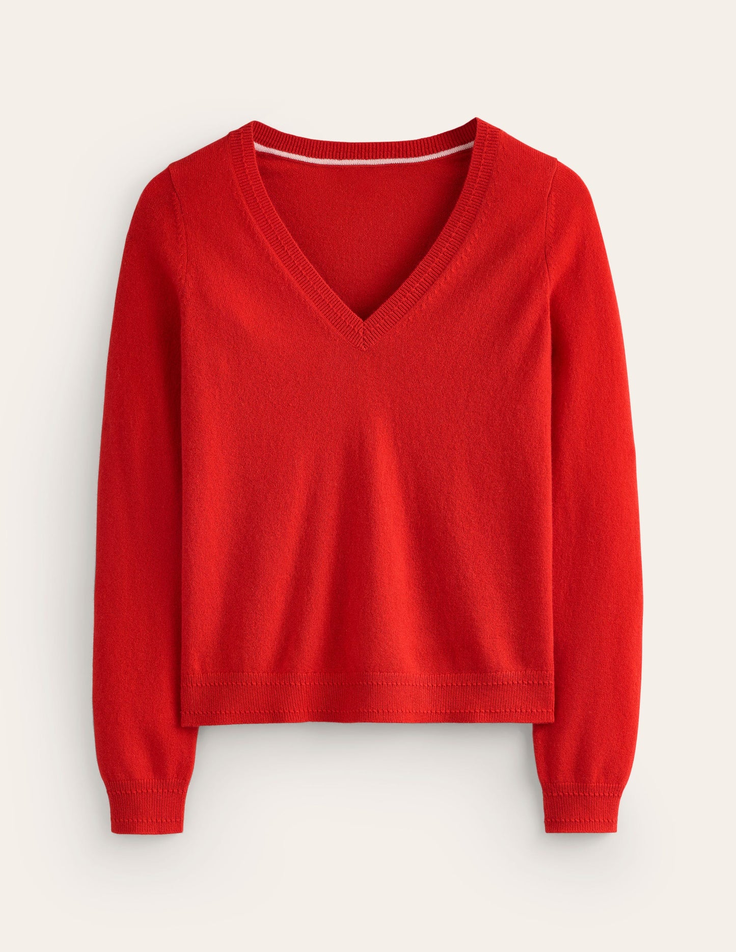 Eva Cashmere V-neck Jumper-Rouge Red