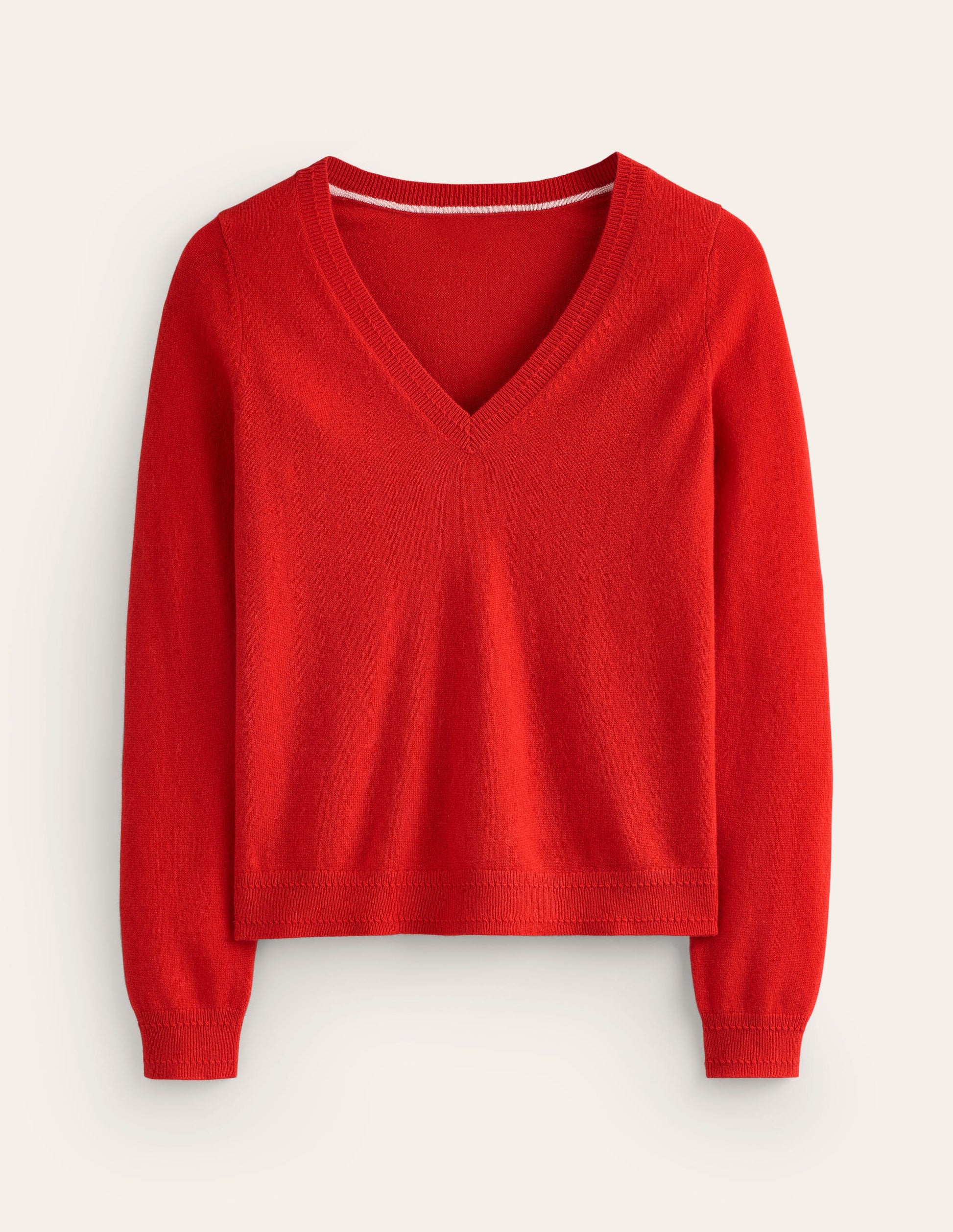Eva Cashmere V-neck Jumper-Rouge Red-5