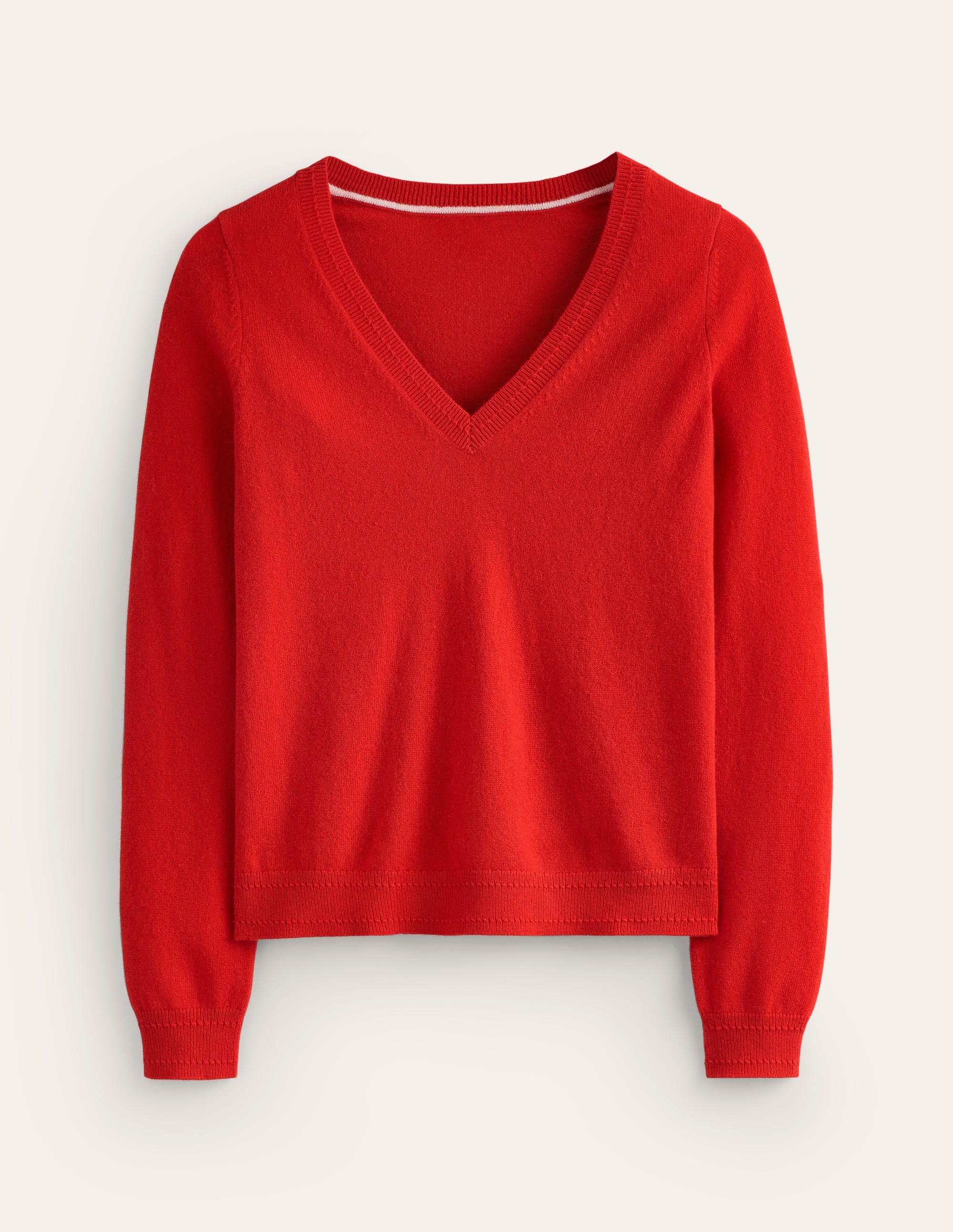 Eva Cashmere V-neck Jumper-Rouge Red - Image 5