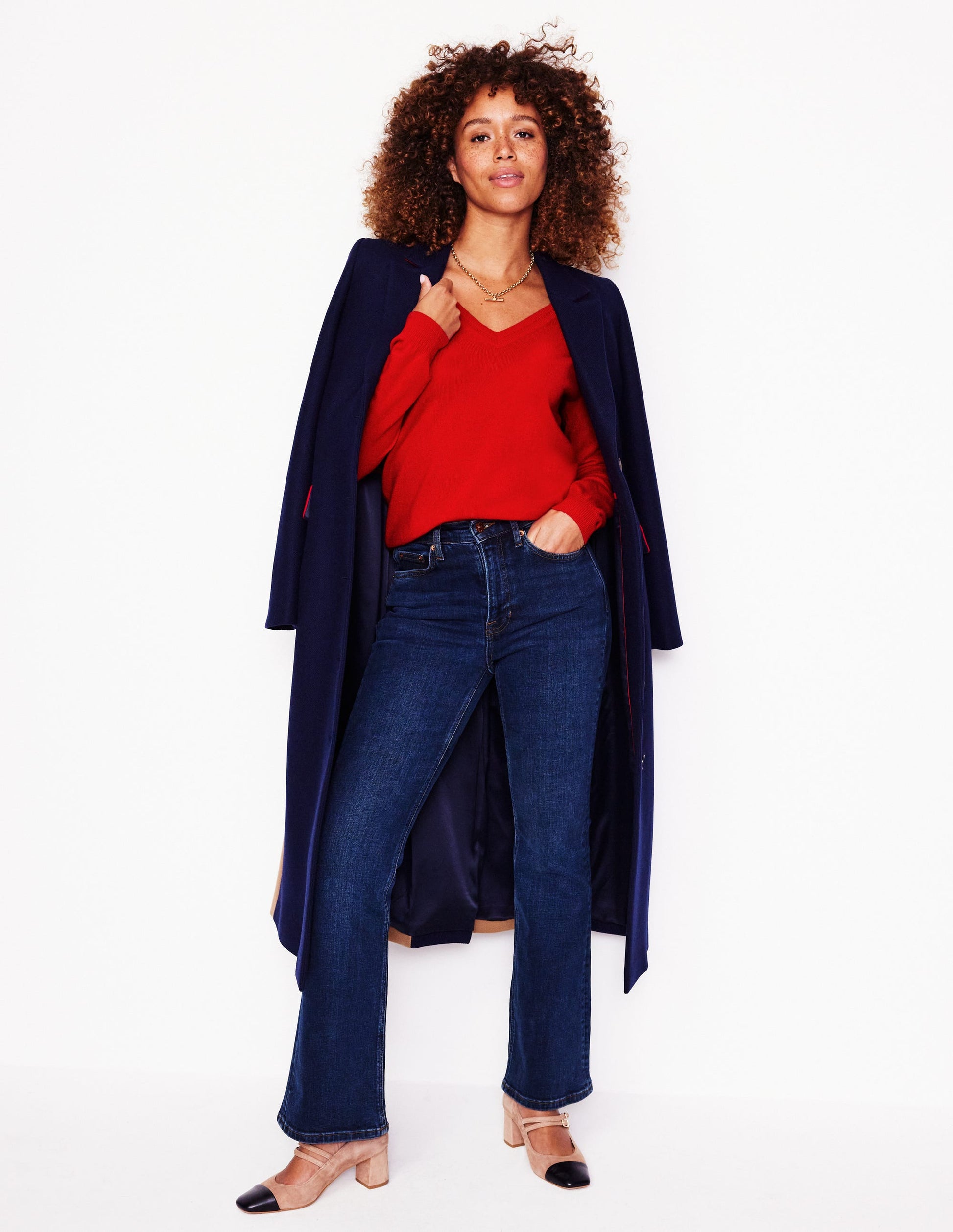 Eva Cashmere V-neck Jumper-Rouge Red-4