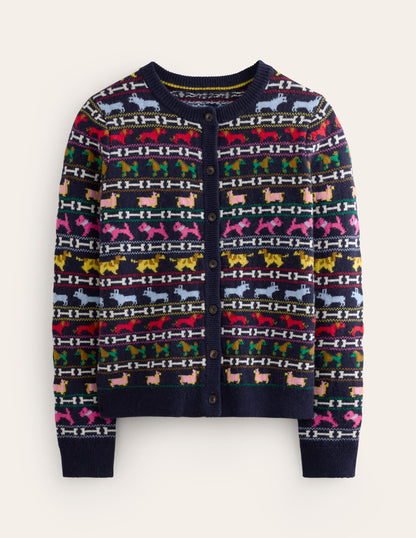 Edie Fair Isle Cardigan-Navy, Dogs-10