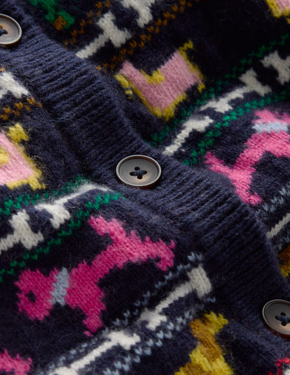 Edie Fair Isle Cardigan-Navy, Dogs-11