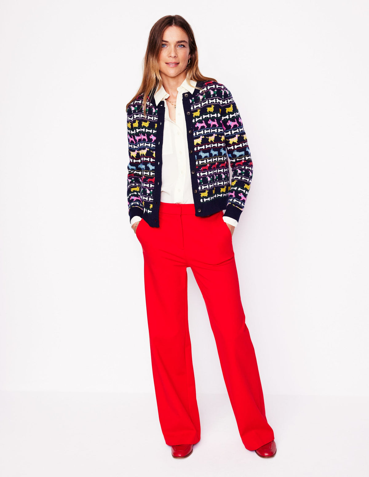 Edie Fair Isle Cardigan-Navy, Dogs - Image 4