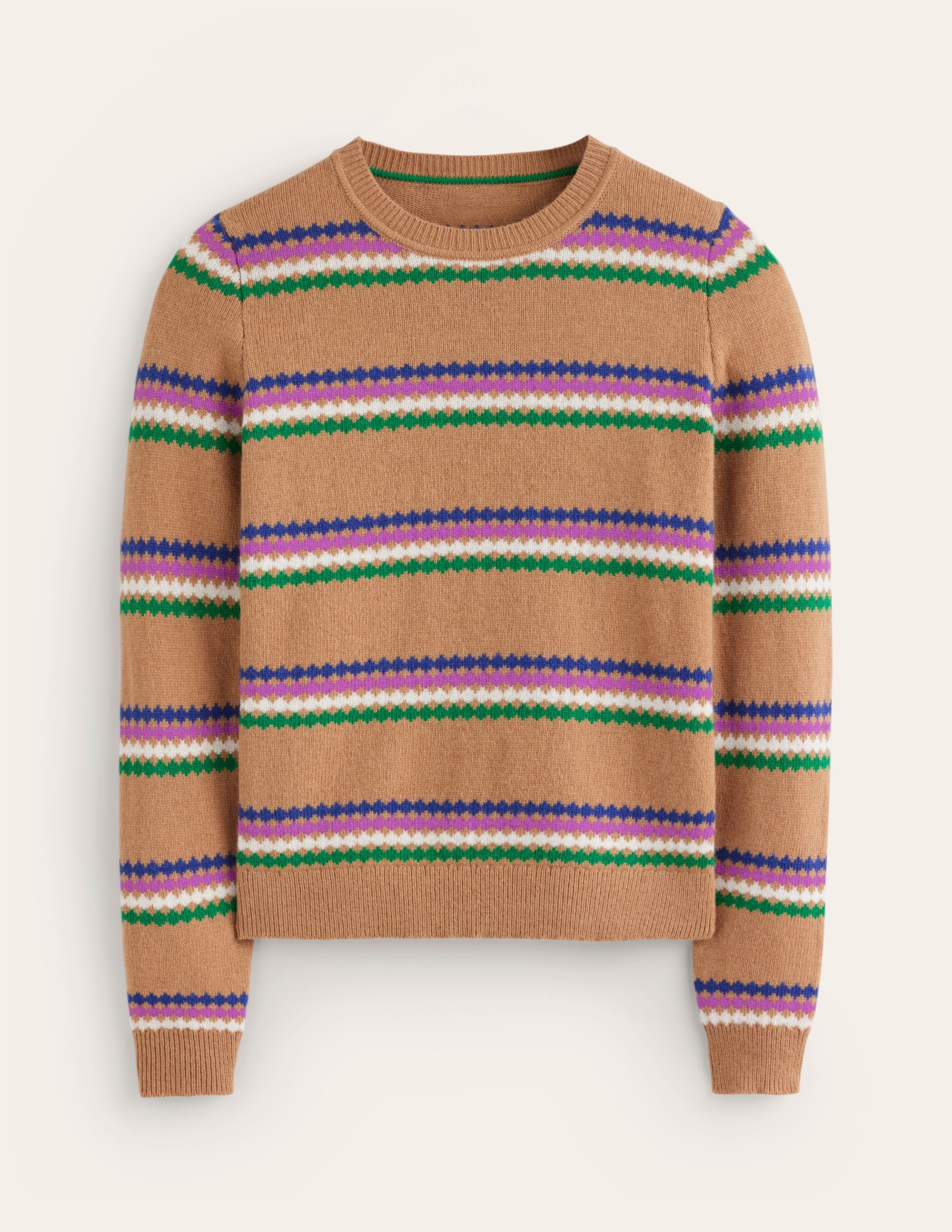 Edie Fair Isle Jumper-Camel Diamond - Image 8