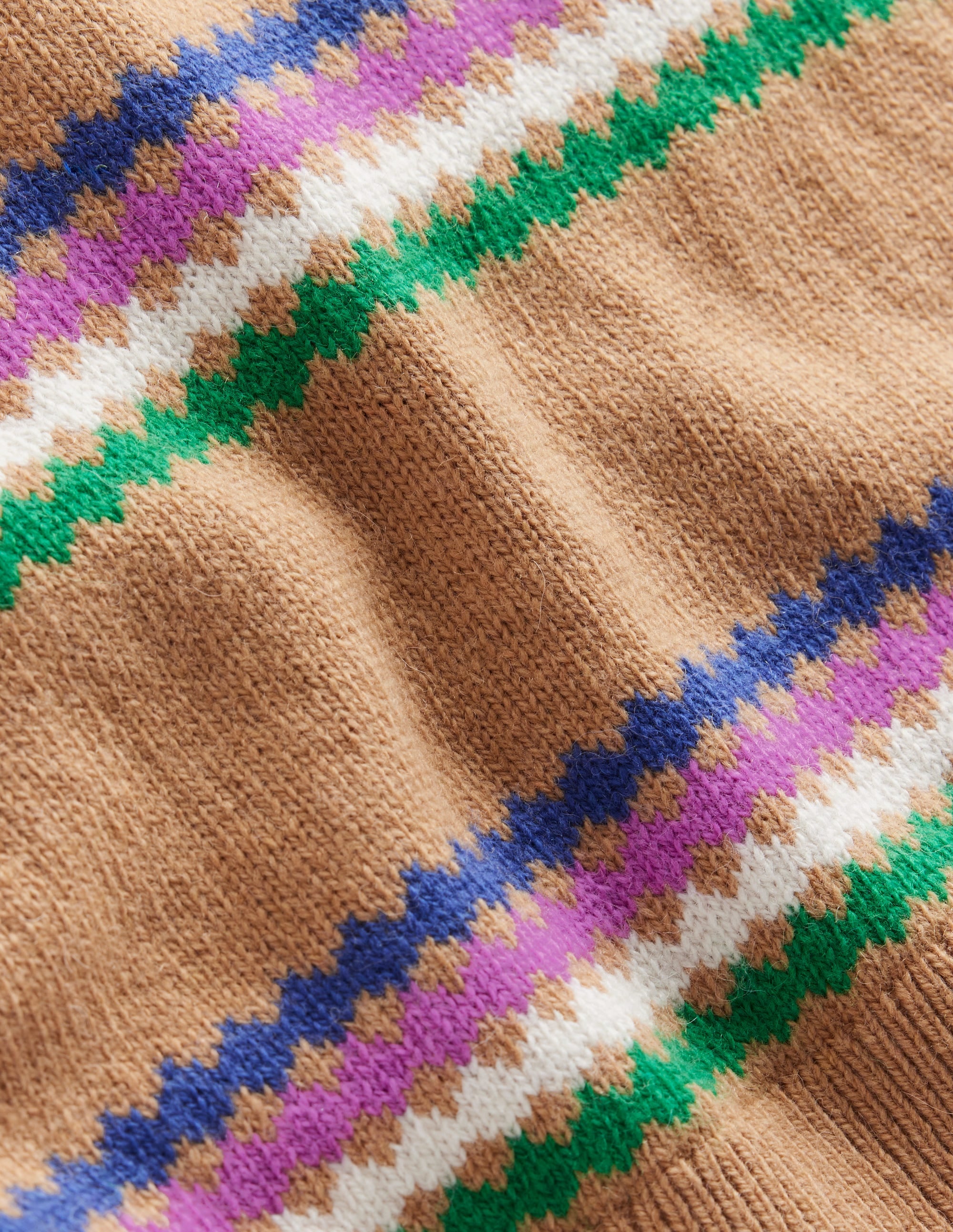 Edie Fair Isle Jumper-Camel Diamond - Image 9