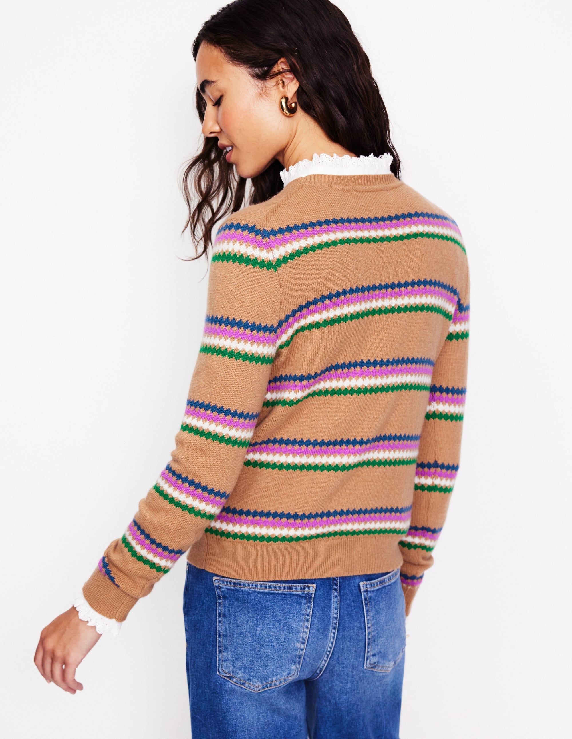 Edie Fair Isle Jumper-Camel Diamond - Image 3