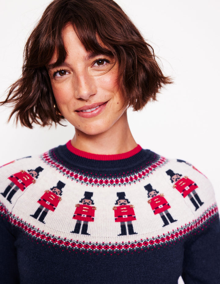 Edie Fair Isle Jumper-Navy, Soldiers