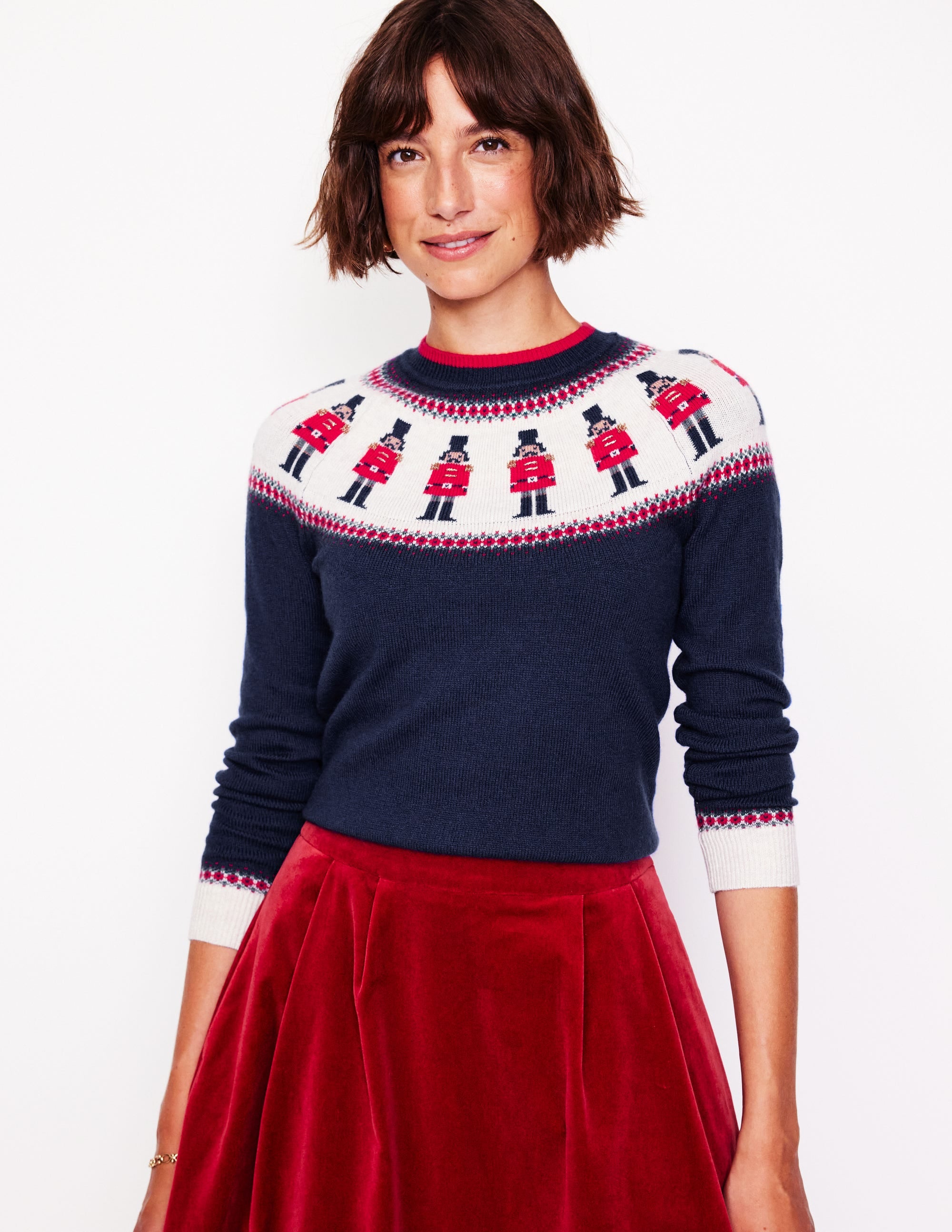 Edie Fair Isle Jumper-Navy, Soldiers - Image 2