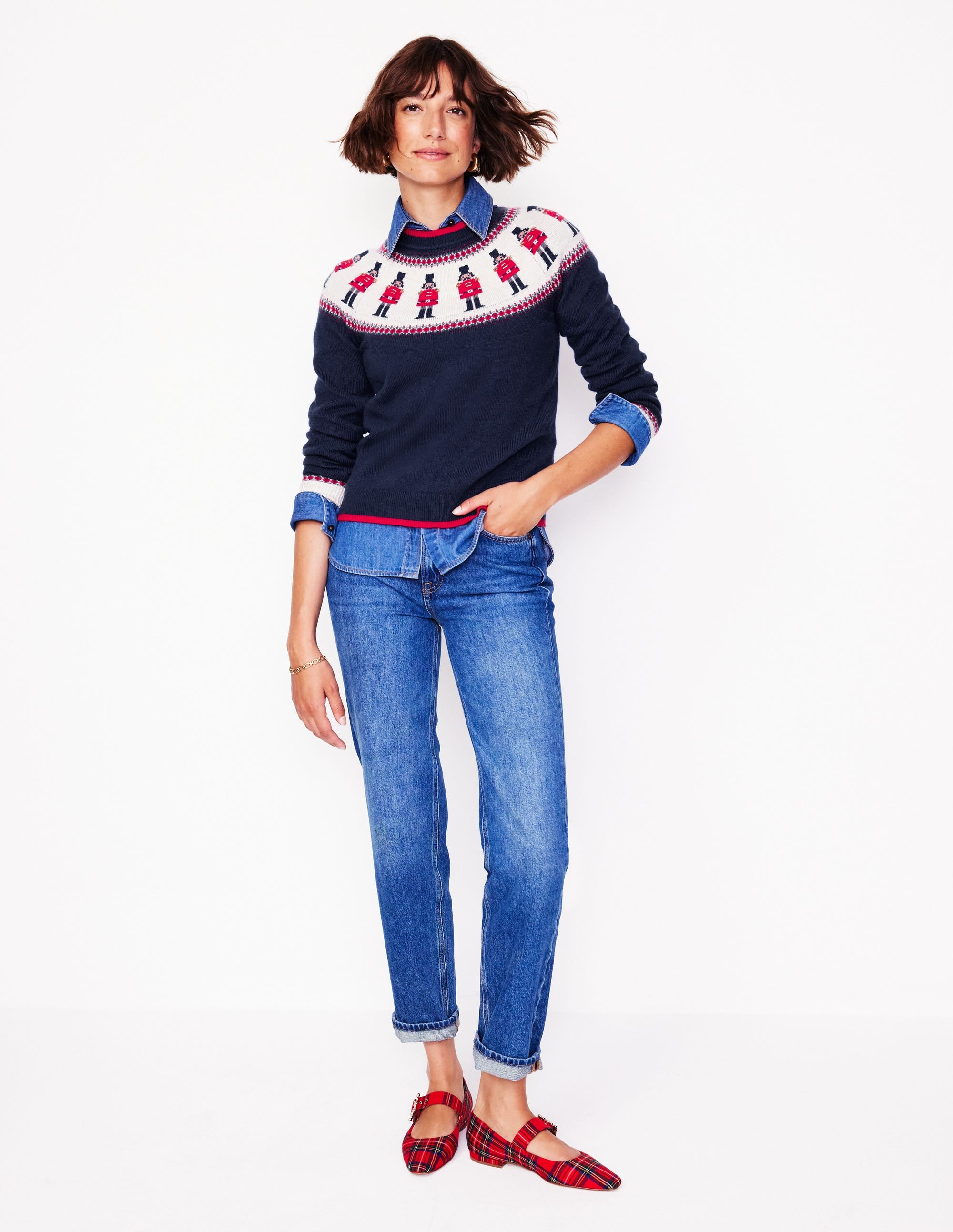 Edie Fair Isle Jumper-Navy, Soldiers - Image 6