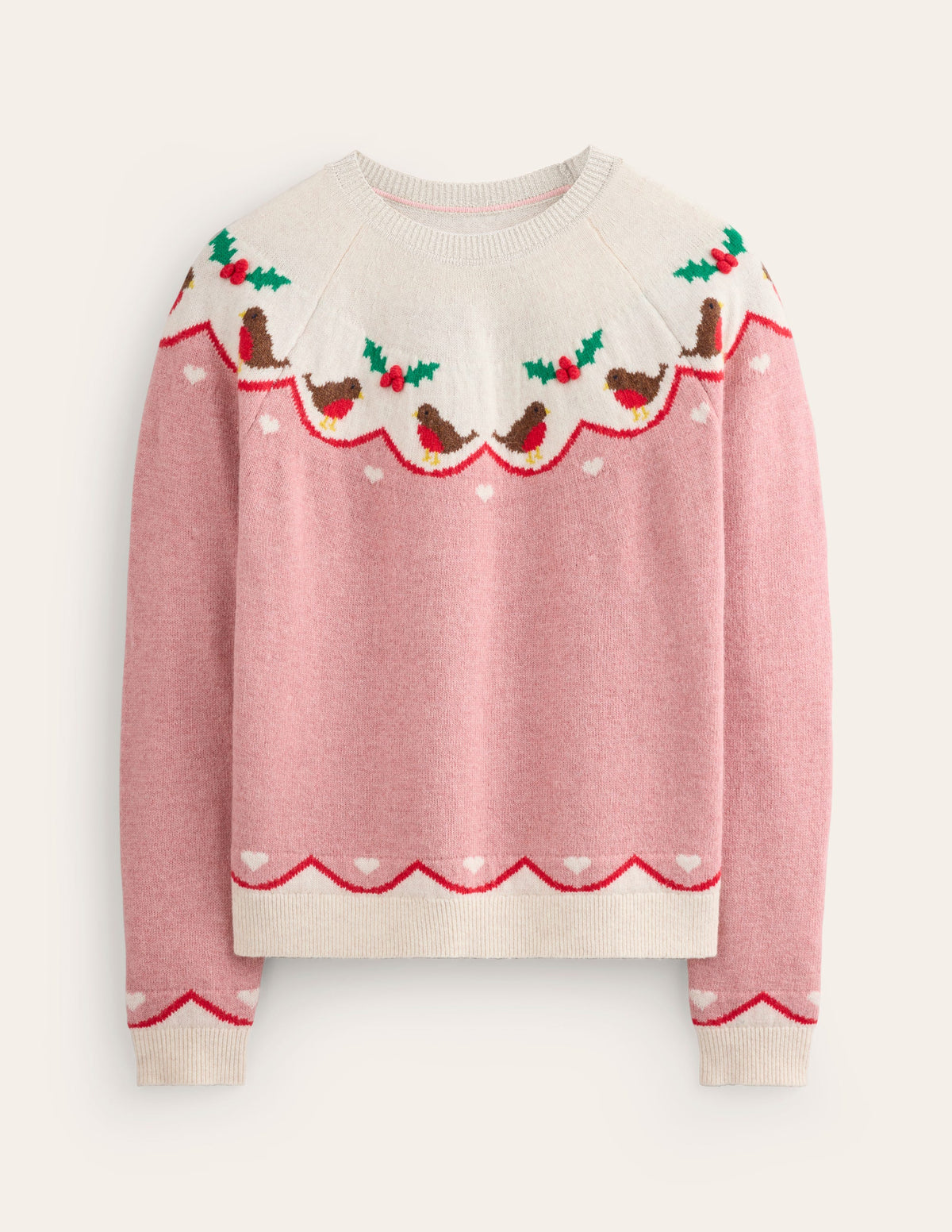Edie Fair Isle Jumper-Quartz Pink, Robins - Image 7