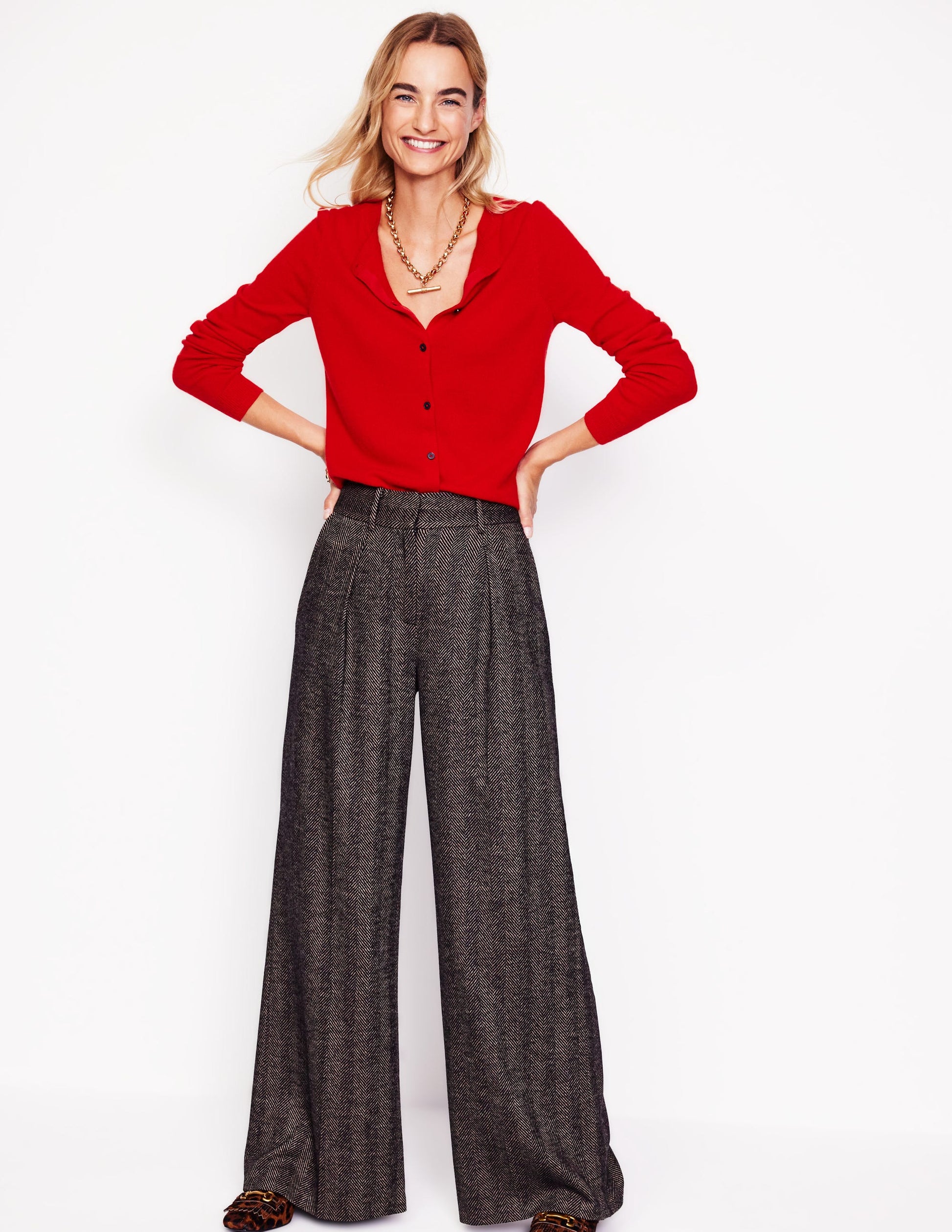 Eva Cashmere Crew Cardigan-Rouge Red-4