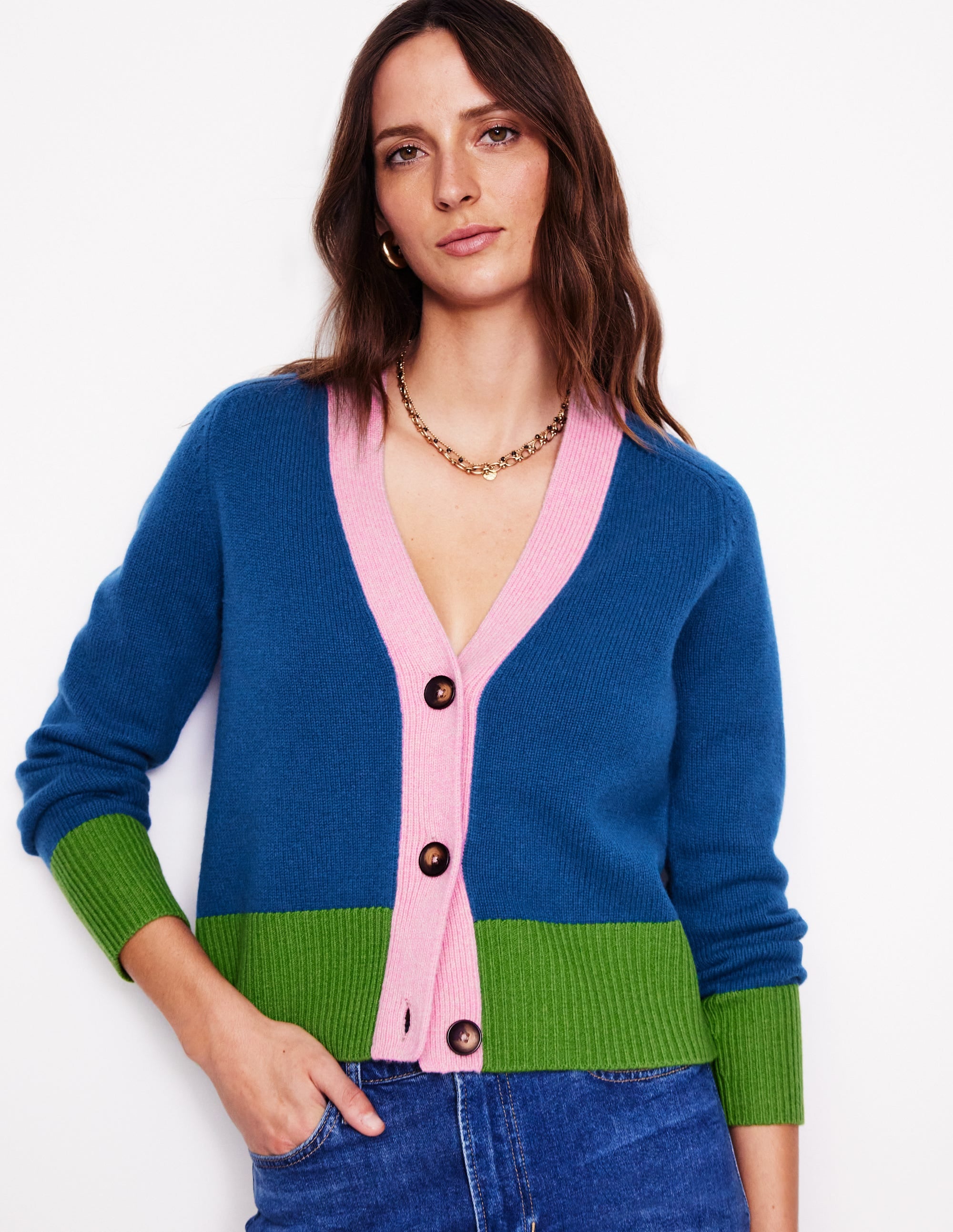 Olivia Merino Cardigan-Sapphire Blue - Image 1