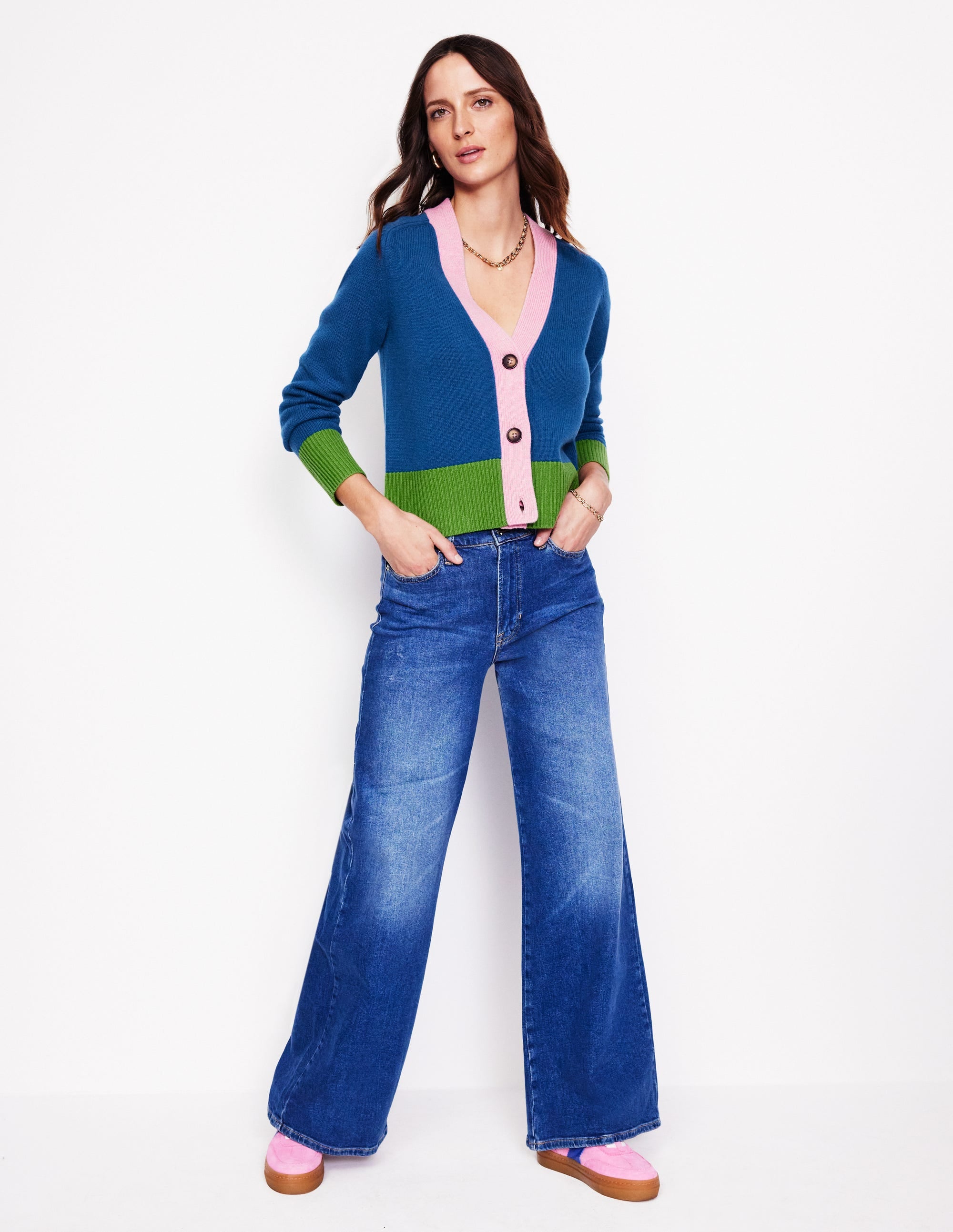 Olivia Merino Cardigan-Sapphire Blue - Image 4