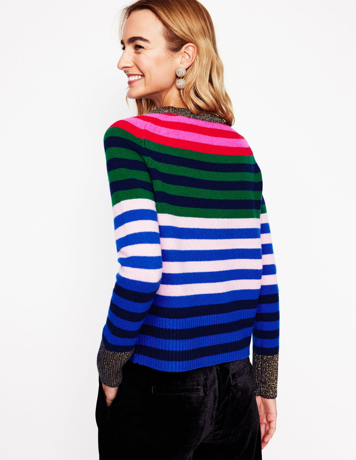 Olivia Merino Jumper-Multi, Rainbow Stripe - Image 3