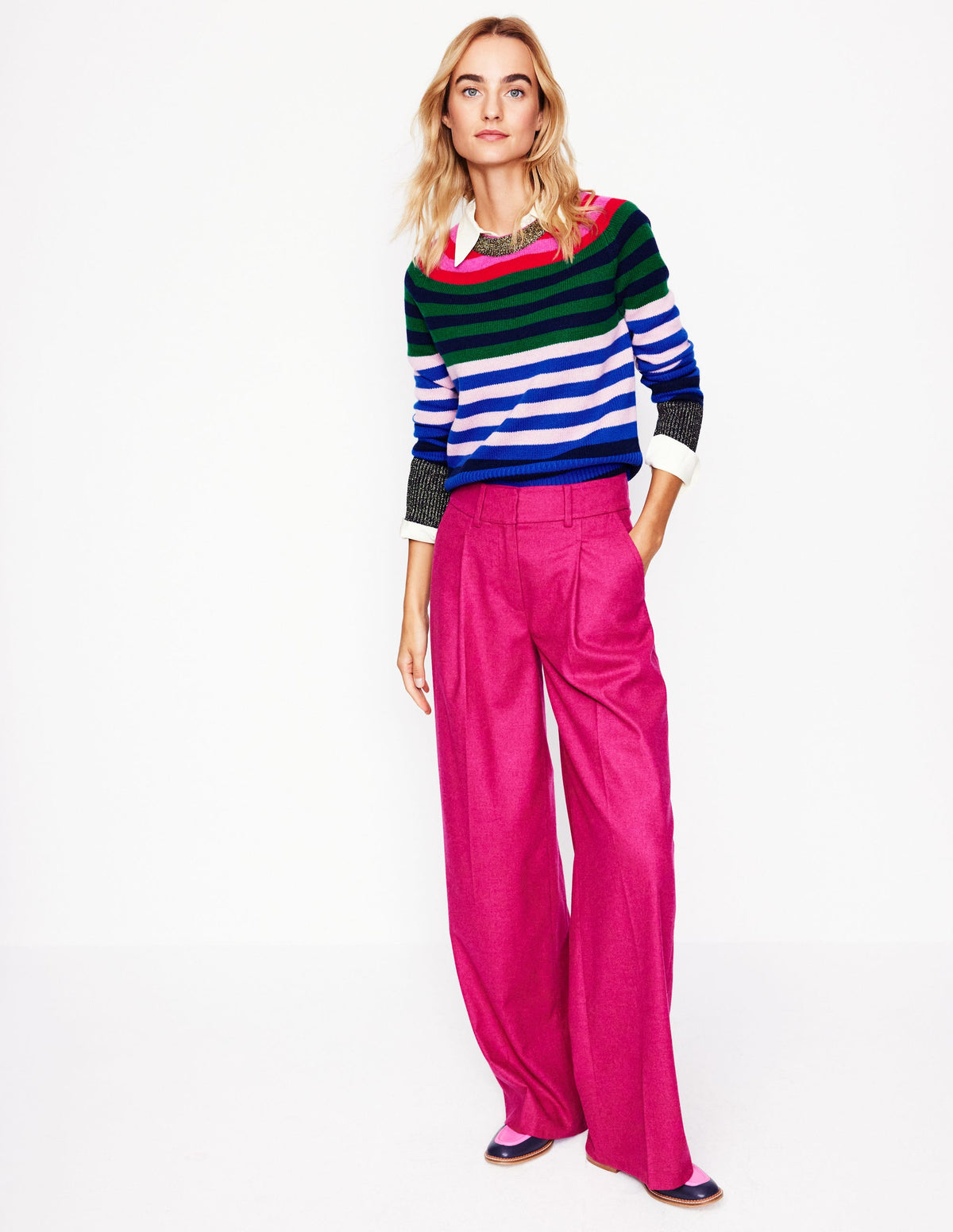 Olivia Merino Jumper-Multi, Rainbow Stripe - Image 5