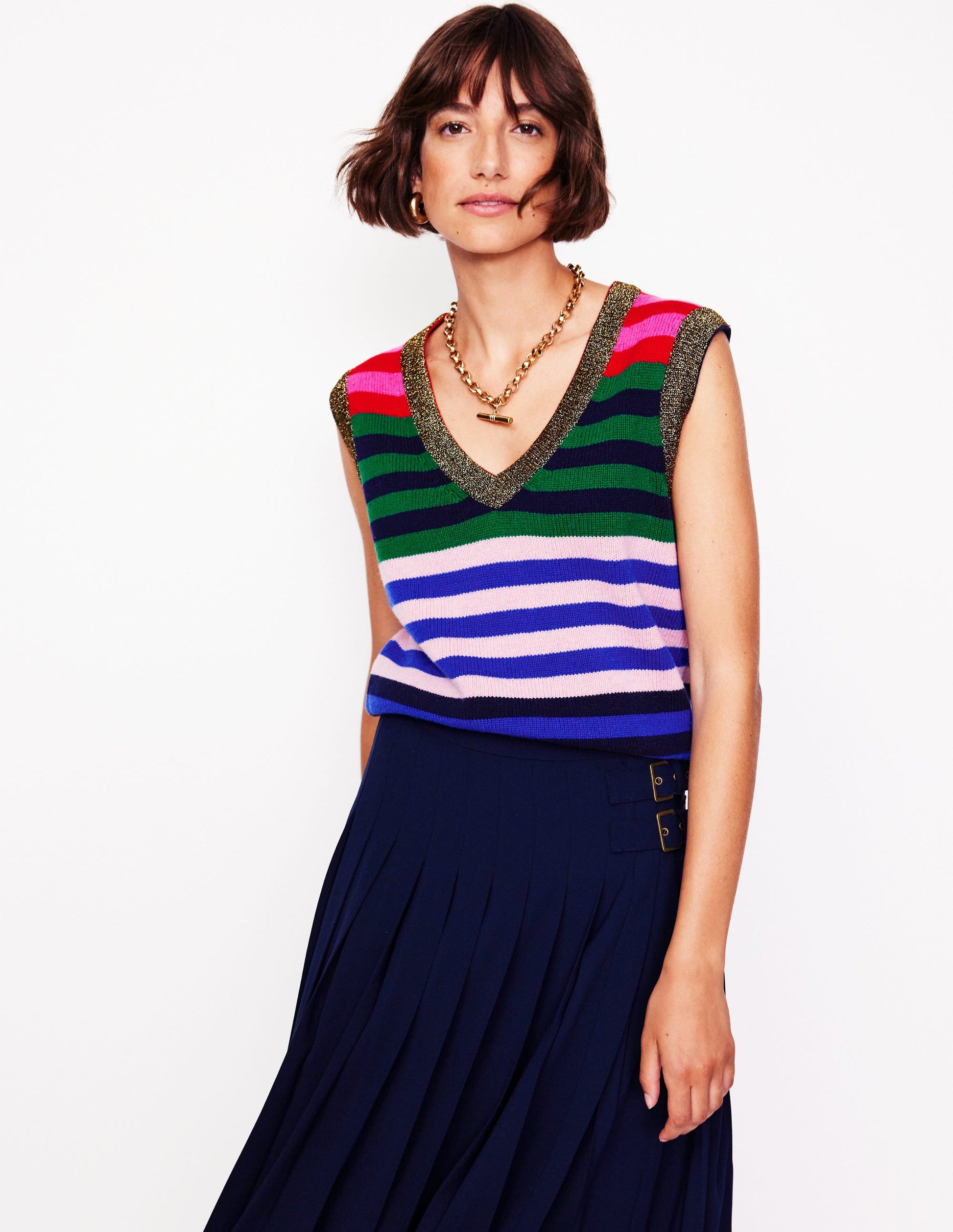 Olivia Merino Tank-Multi, Rainbow Stripe-1