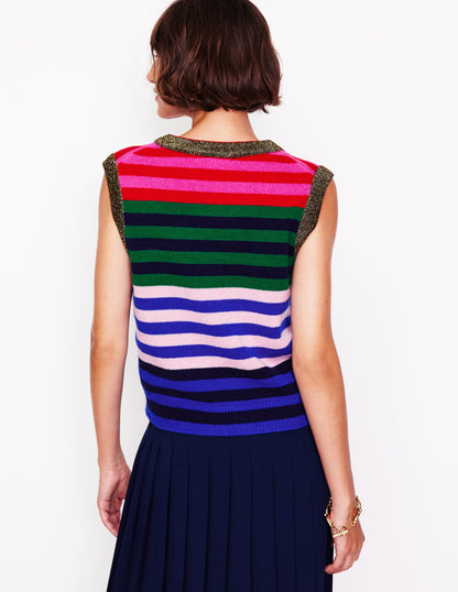 Olivia Merino Tank-Multi, Rainbow Stripe-3