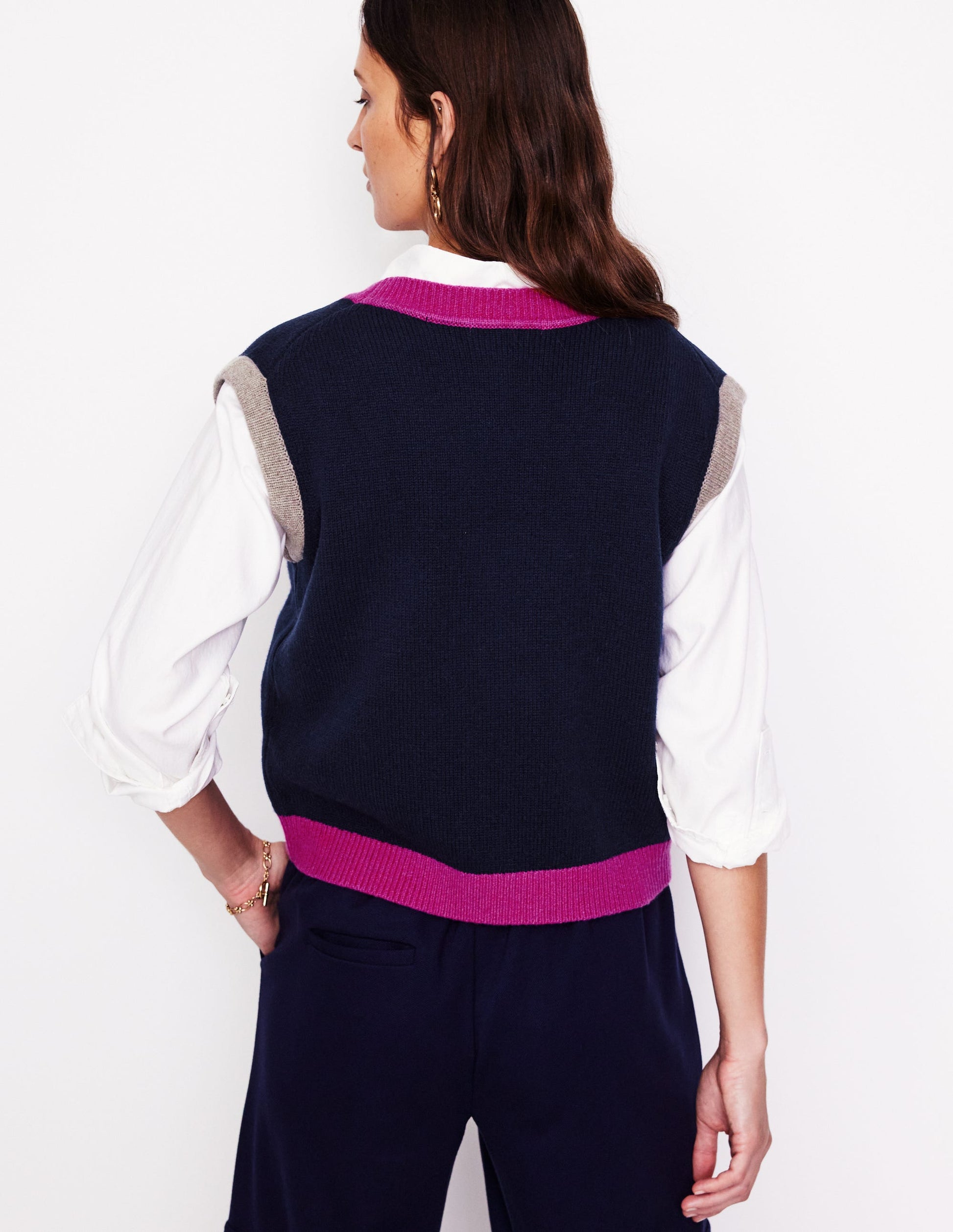 Olivia Merino Tank-Navy, Colour Block-2