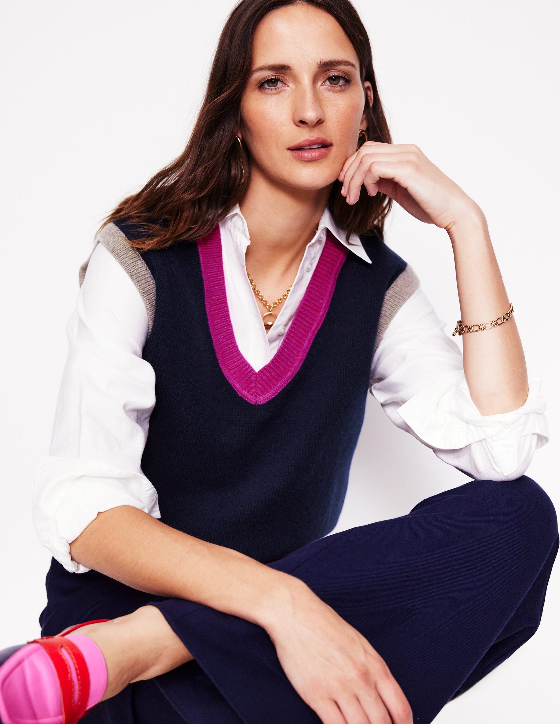 Olivia Merino Tank-Navy, Colour Block-4