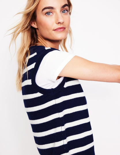 Olivia Merino Tank-Navy, Ivory-1