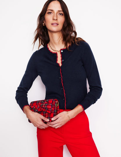 Merino Scallop Cardigan-Navy-1