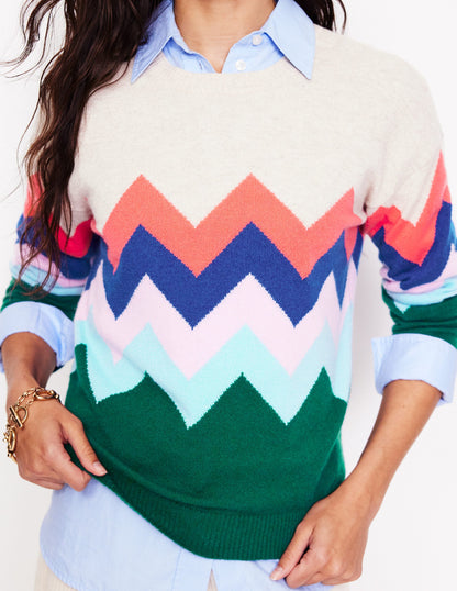 Lydia Cashmere Jumper-Multi, Zig Zag-2