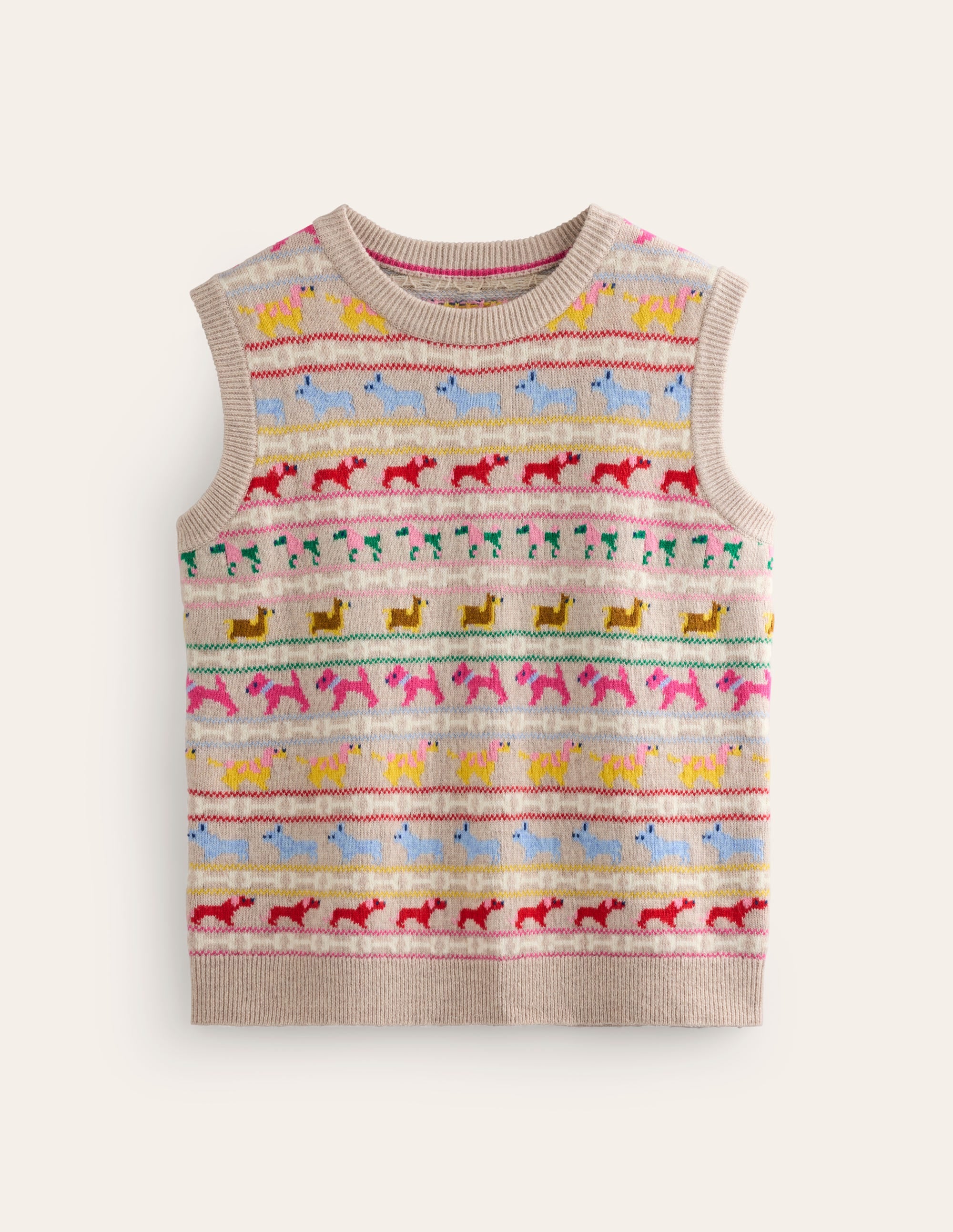 Edie Fair Isle Tank-Oatmeal Melange, Multi Dogs - Image 8