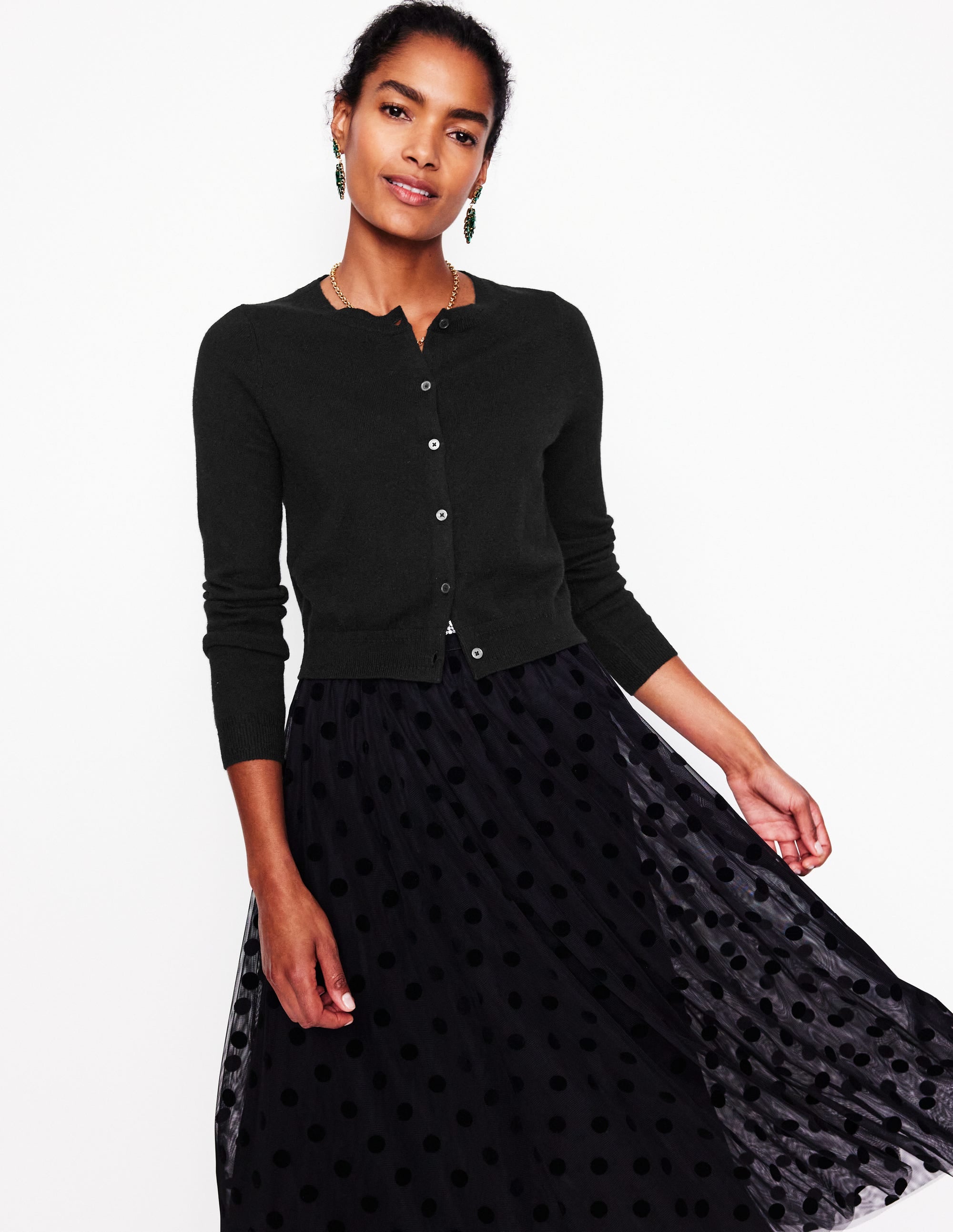Eva Cashmere Cardigan-Black - Image 1