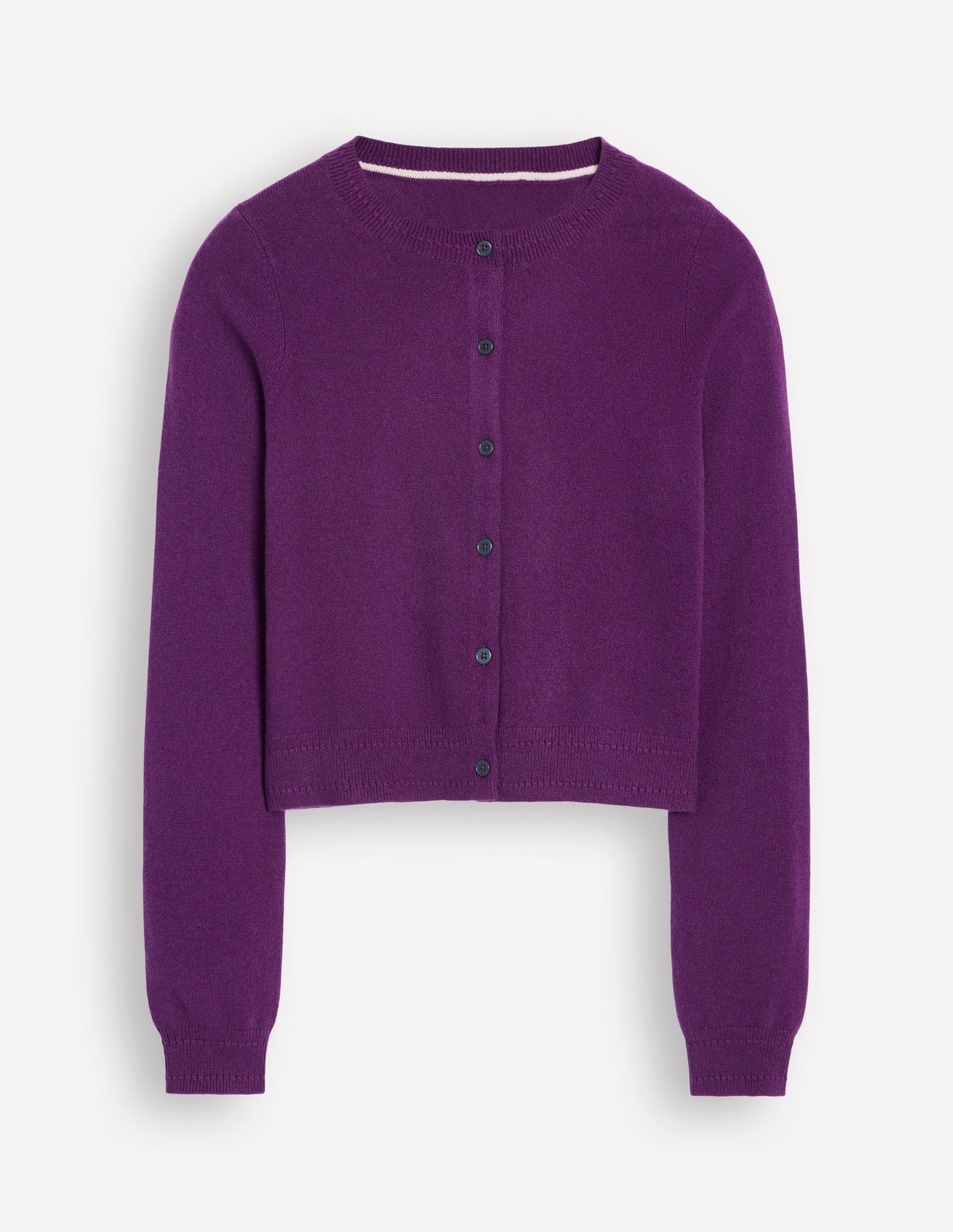 Eva Cashmere Cropped Cardigan-Damson Purple - Image 5