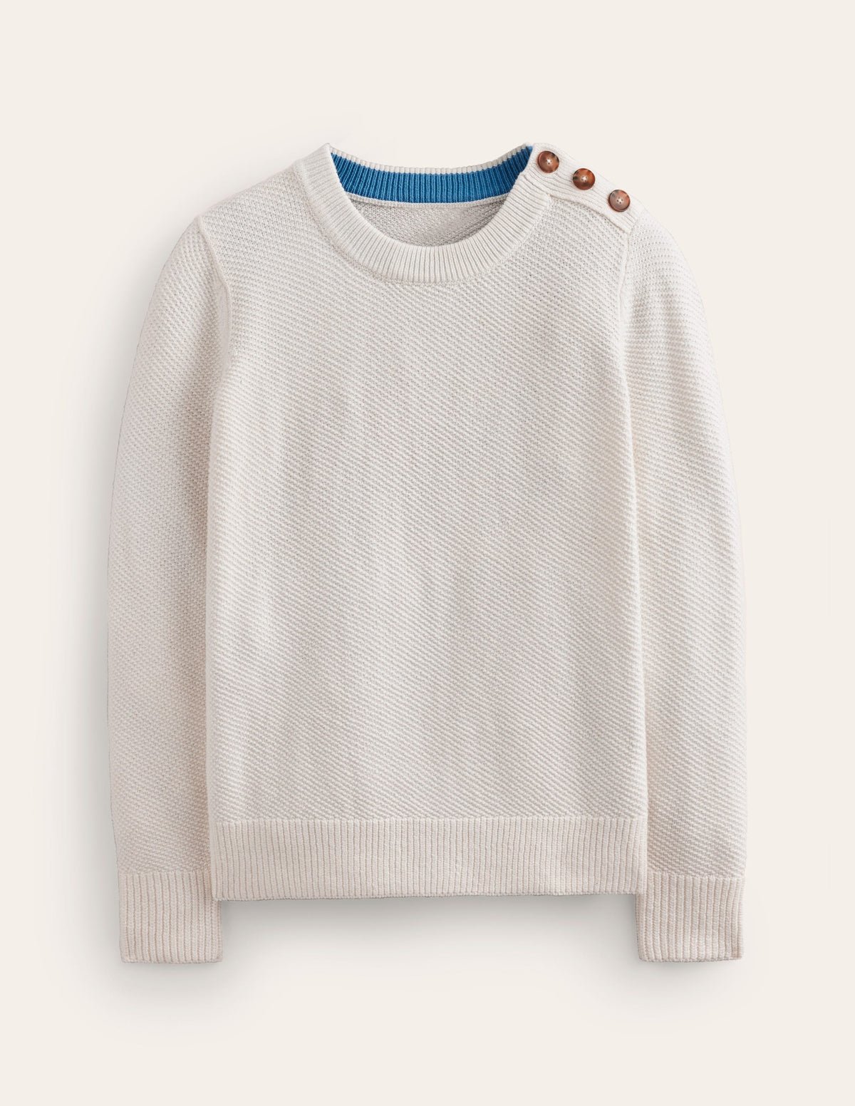 Button Detail Stitch Jumper-Warm Ivory - Image 5