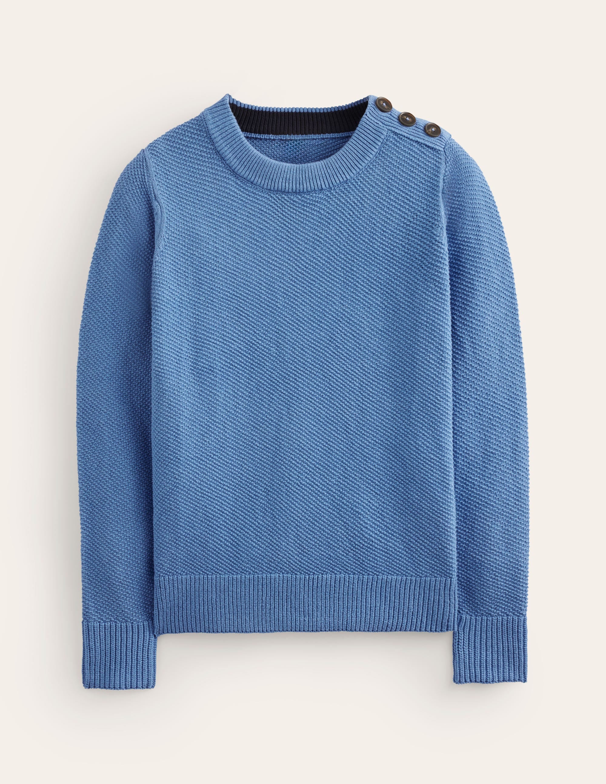 Button Detail Stitch Jumper-Porcelain Blue - Image 5