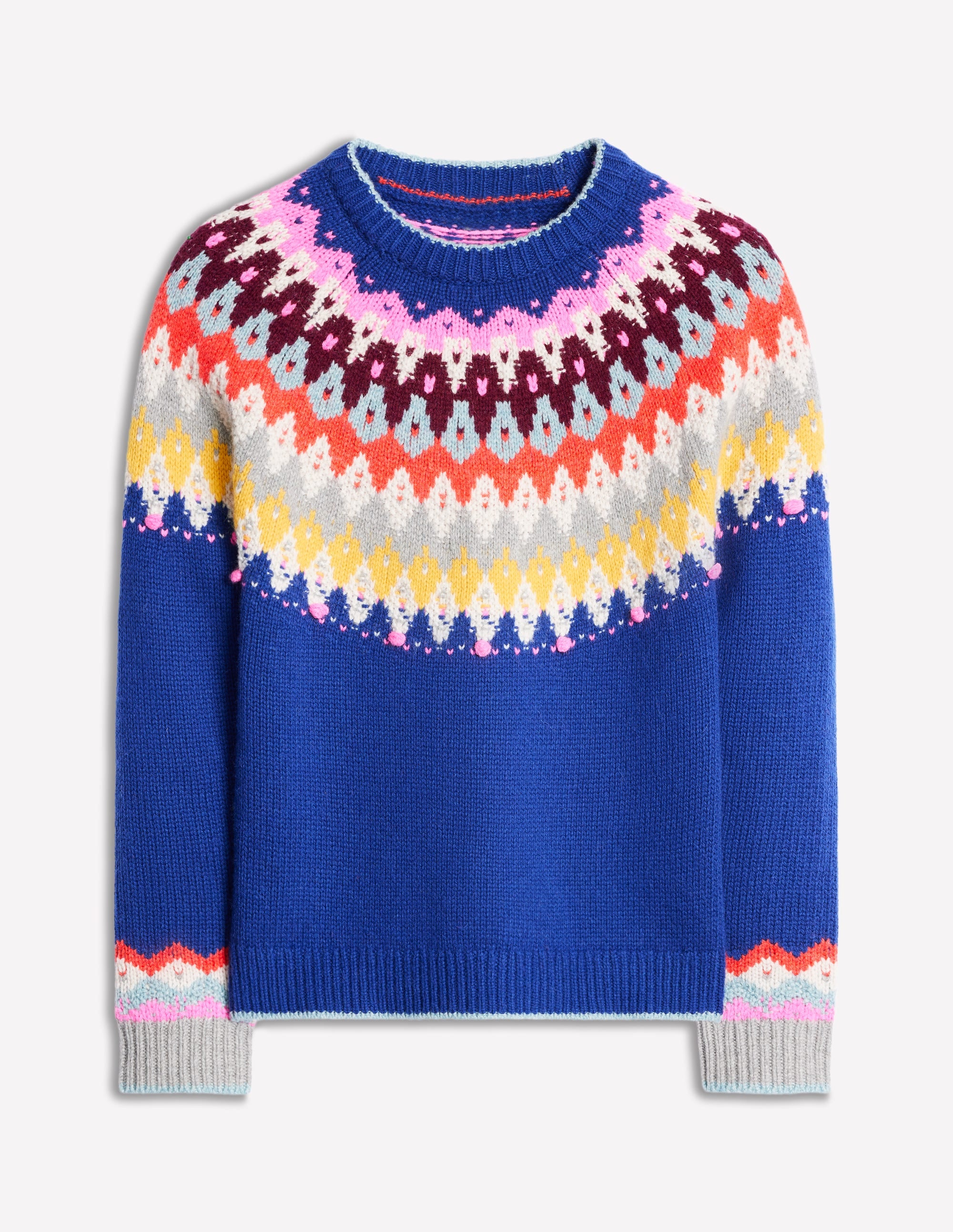 Eleanor Fair Isle Jumper-Sapphire Blue Fair Isle - Image 8
