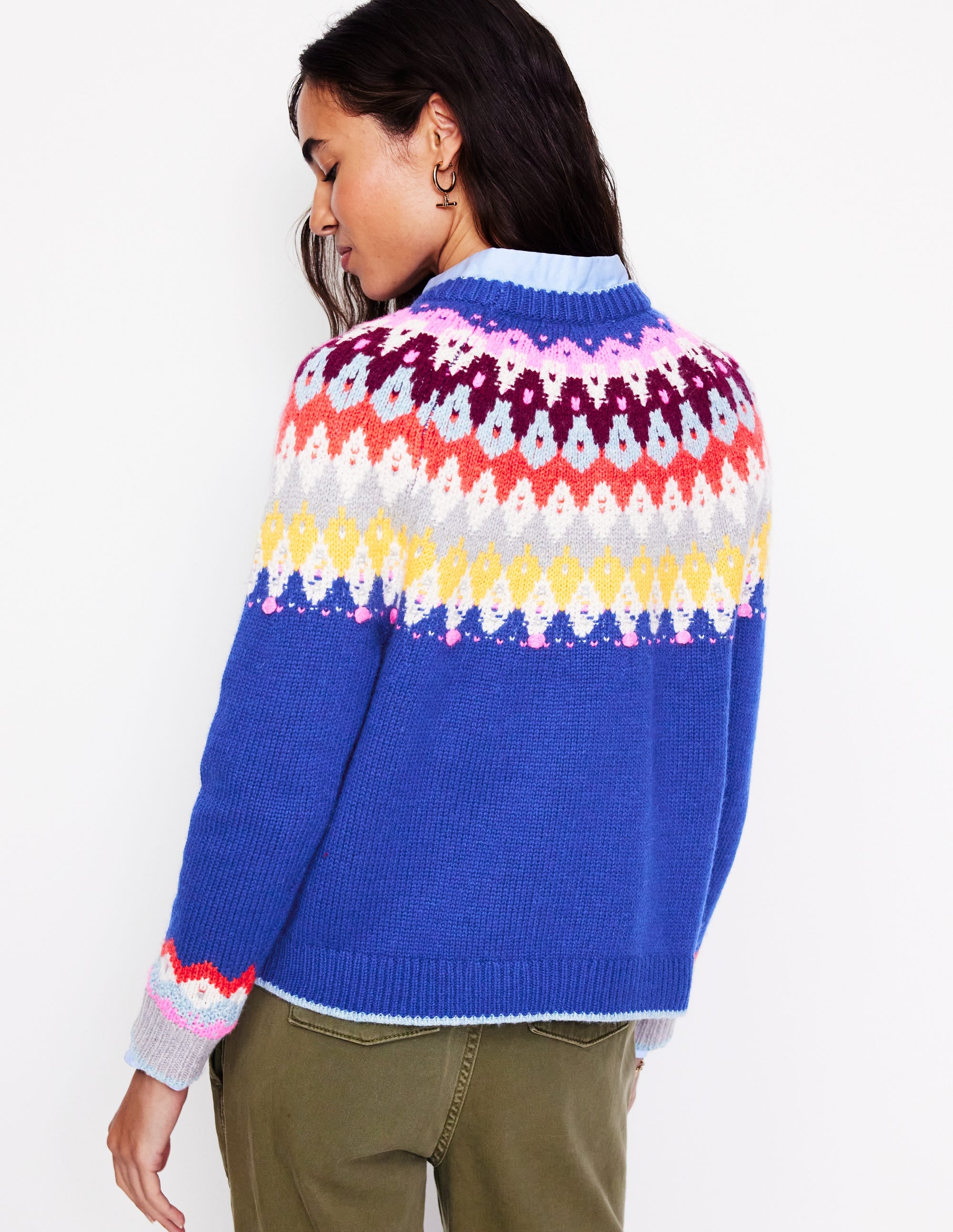 Eleanor Fair Isle Jumper-Sapphire Blue Fair Isle - Image 4